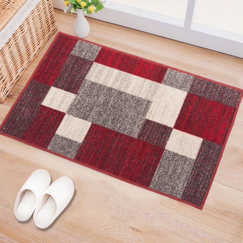 World Rug Gallery Modern Boxes Design Non-slip (Non-skid) Red 20" x 30" Area Rug