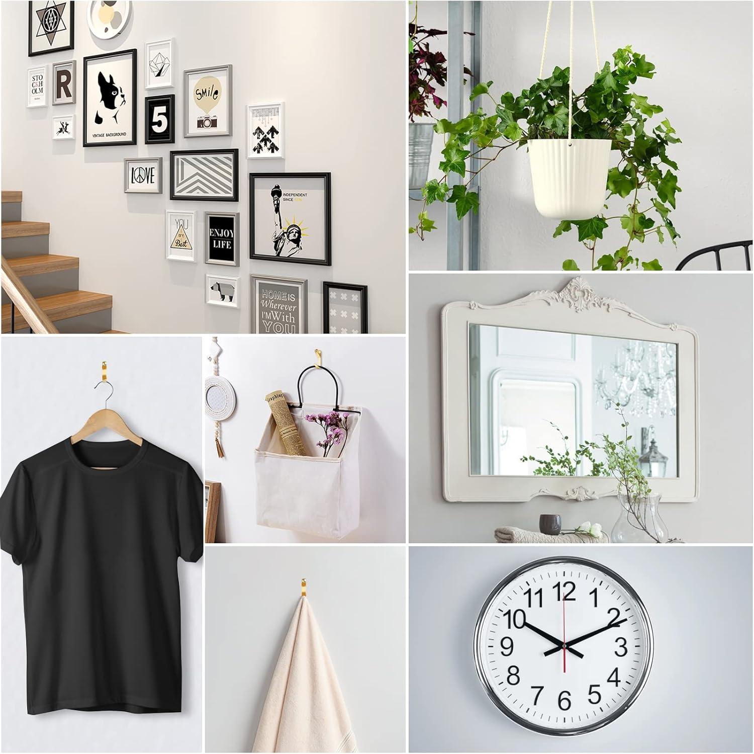 Picture Hanging Kit 184Pcs – Picture Hangers & Wall Hooks for Hanging – 20lb, 30lb, 50lb Wall Hangers with Metal Hooks and Nails for Drywall, Wood Walls & More(Gold)