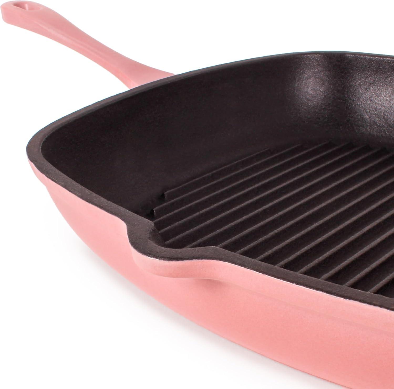 BergHOFF Neo 2Pc Cast Iron Cookware Set, 10" Fry Pan & 11" Grill Pan, Pink