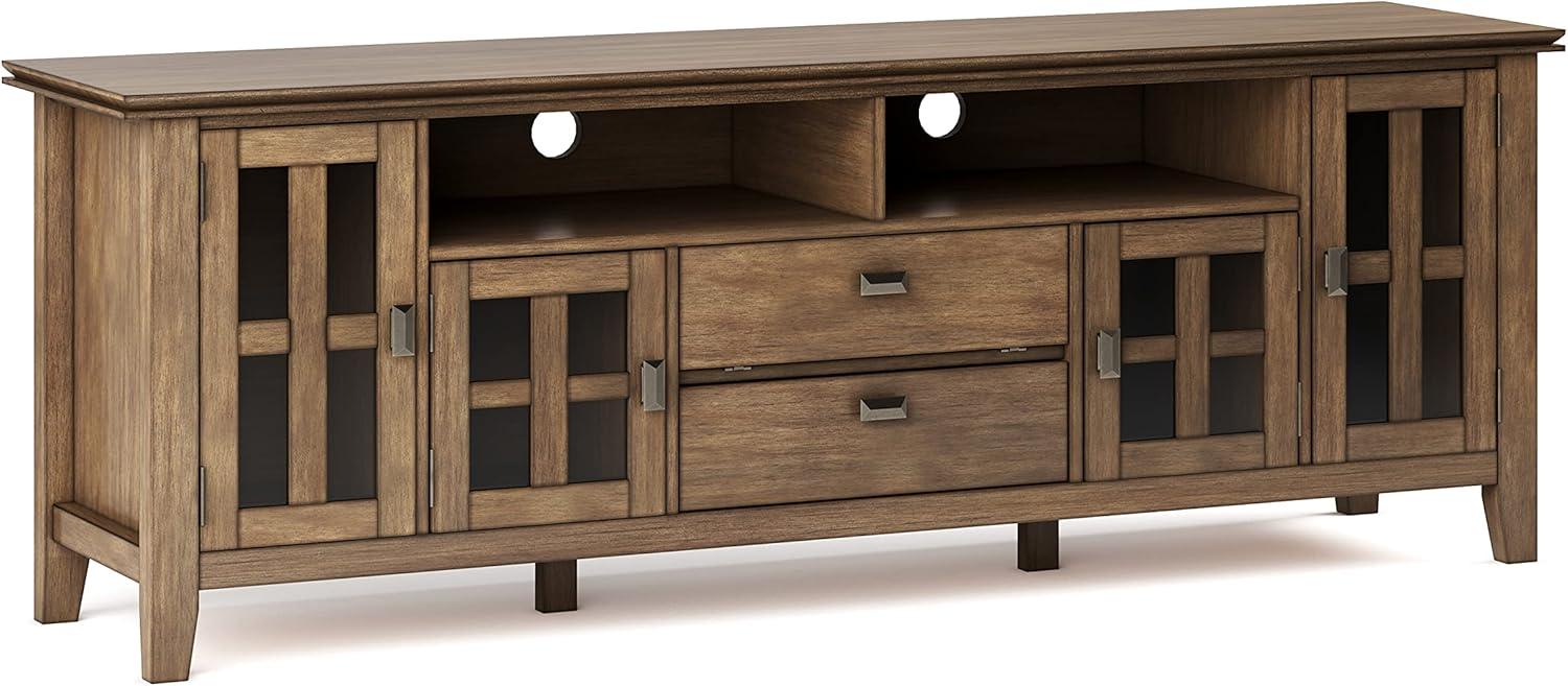 Artisan SOLID WOOD 72" Wd Contemporary TV Media Stand in Natural Aged Brown