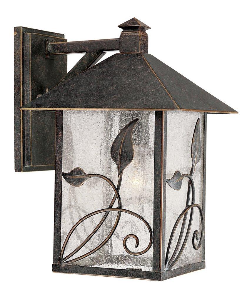 Franklin Iron Works French Garden Rustic Farmhouse Outdoor Wall Light Fixture Bronze Leaf Vine 12 1/2" Clear Seedy Glass for Post Exterior Barn Deck