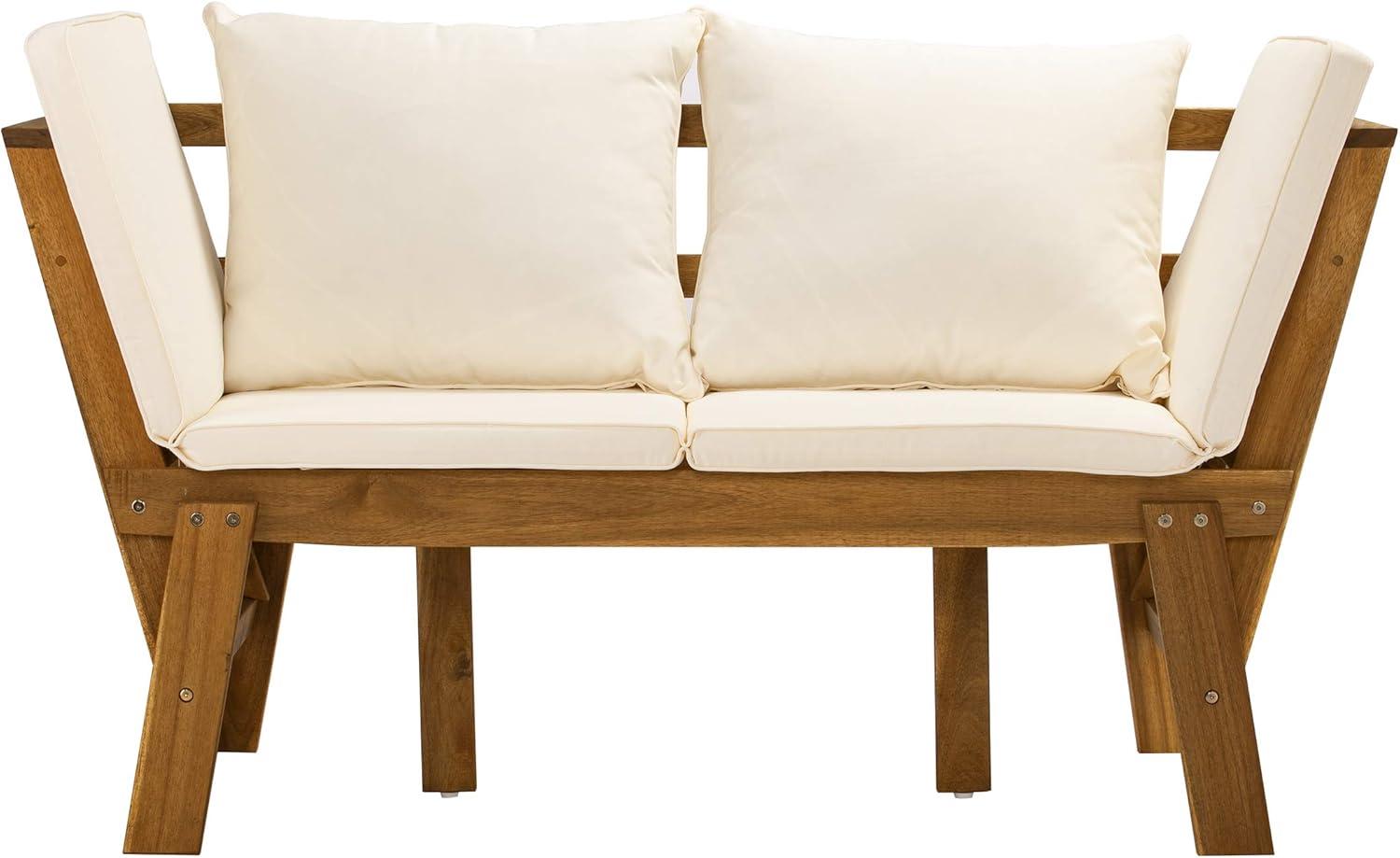Holly & Martin Dolavon Outdoor Convertible Lounge Chair - Natural with Cream Cushions - SEI
