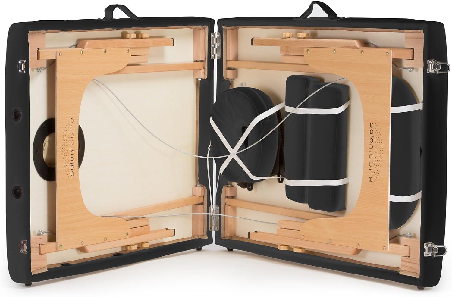 Saloniture Portable Professional Folding Massage Table with Carrying Case - Black