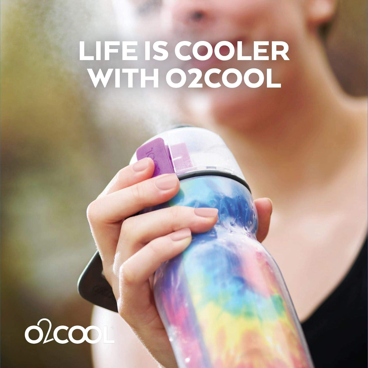 O2COOL Mist 'N Sip Misting Water Bottle 2-in-1 Mist and Sip Function with No Leak Pull Top Spout Sports Water Bottle Reusable Water Bottle - 20 oz