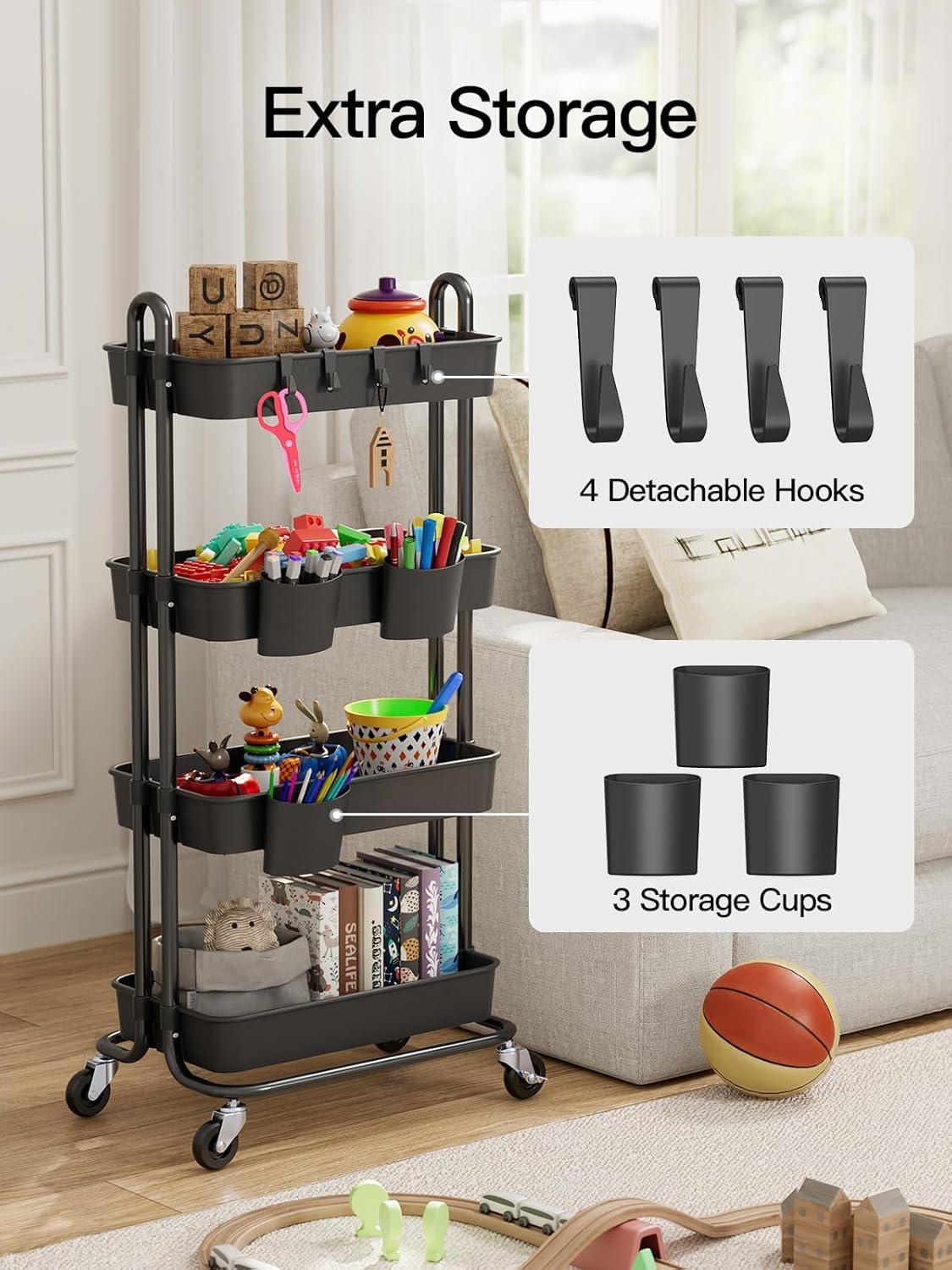 Organize It All 4 Tier Rolling Multifunctional Storage Cart