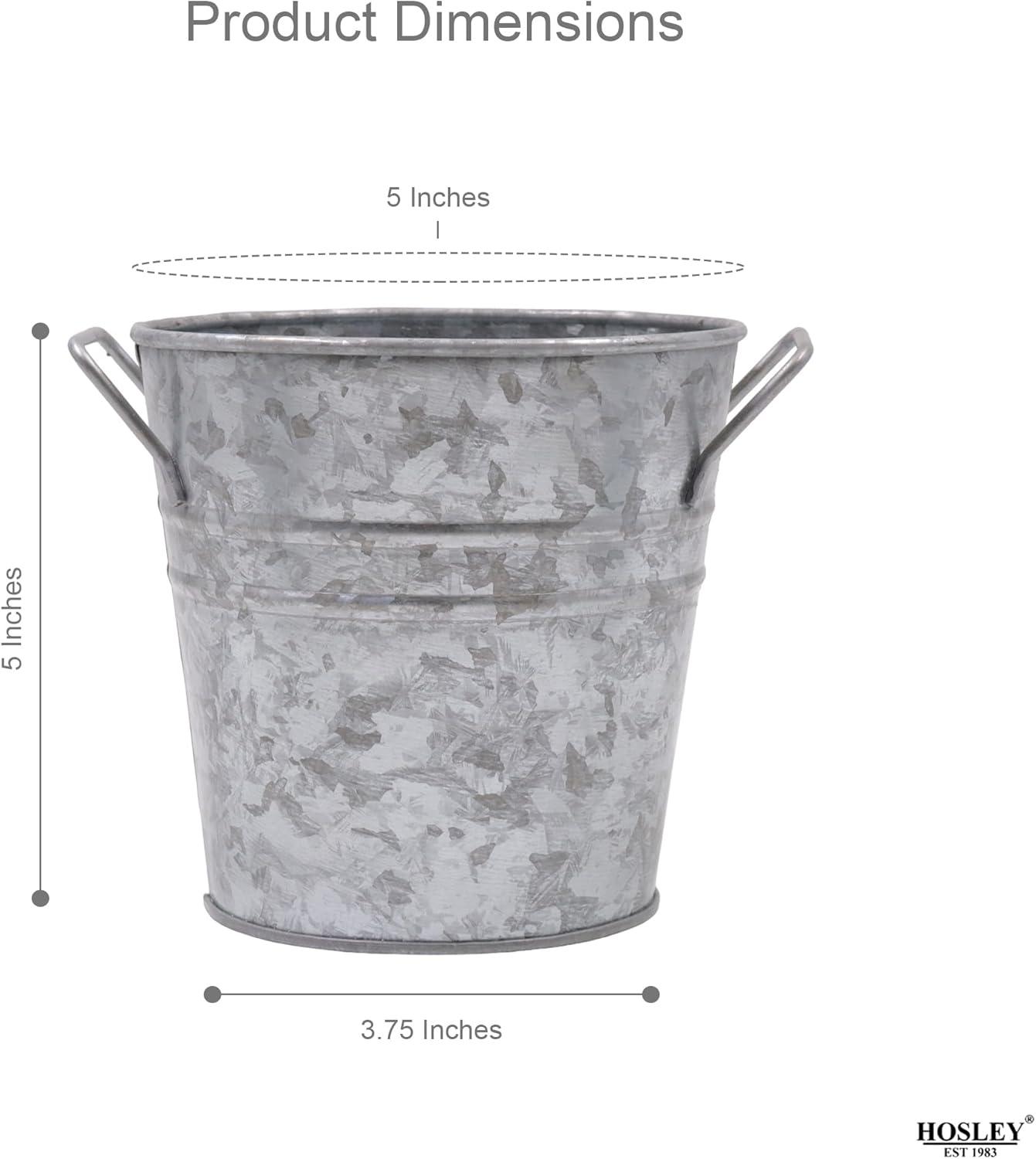 Hosley 3 pack of Galvanized Planters - 5 Inch Diameter