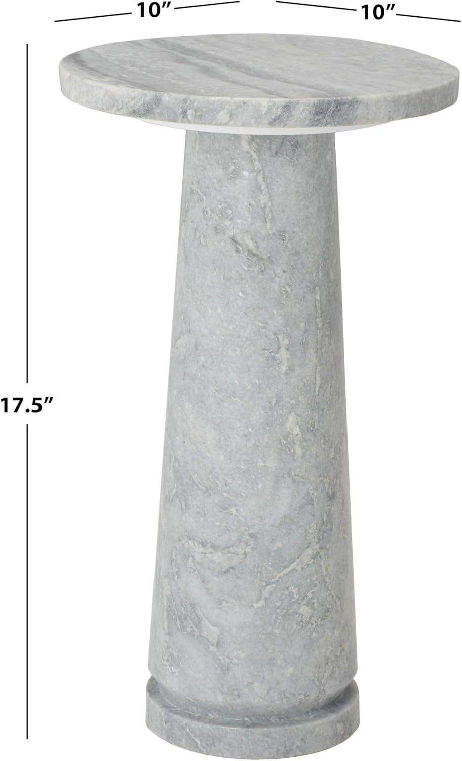 Valentia Light Grey Round Marble Pedestal Accent Table