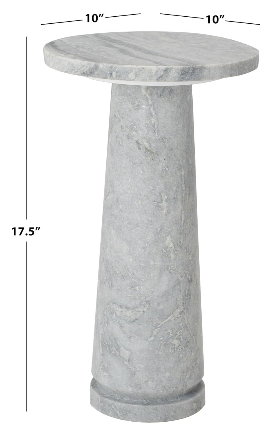 Valentia Light Grey Round Marble Pedestal Accent Table