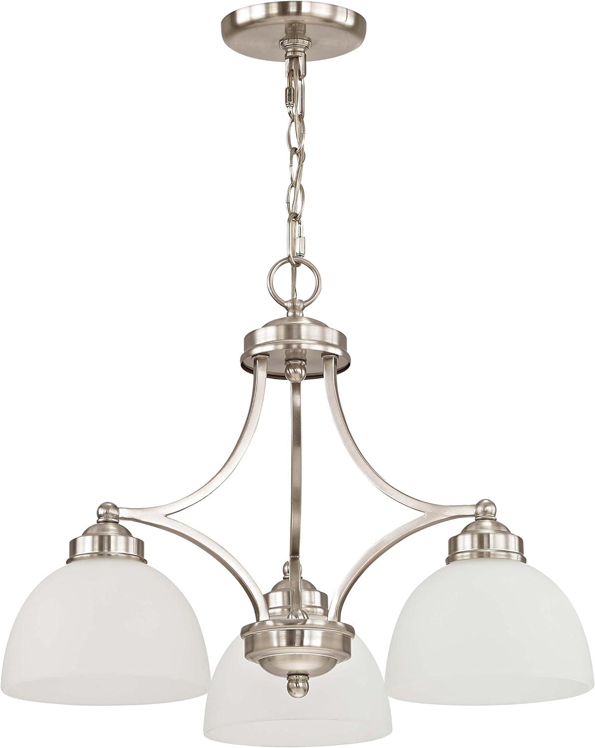 Somerset Mini 3-Light Chandelier in Brushed Nickel with Satin Glass