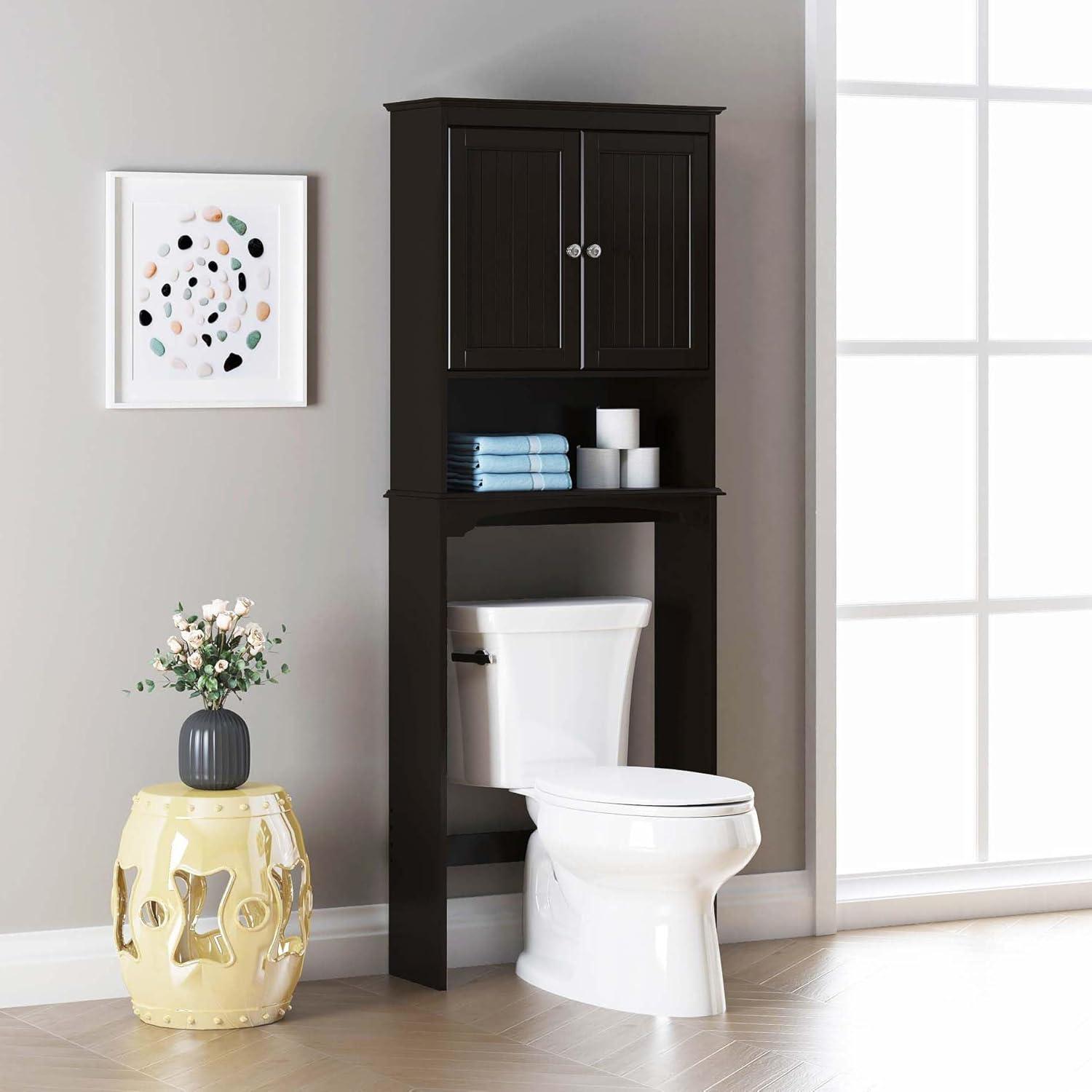 Espresso Over-the-Toilet Storage Cabinet with Adjustable Shelves