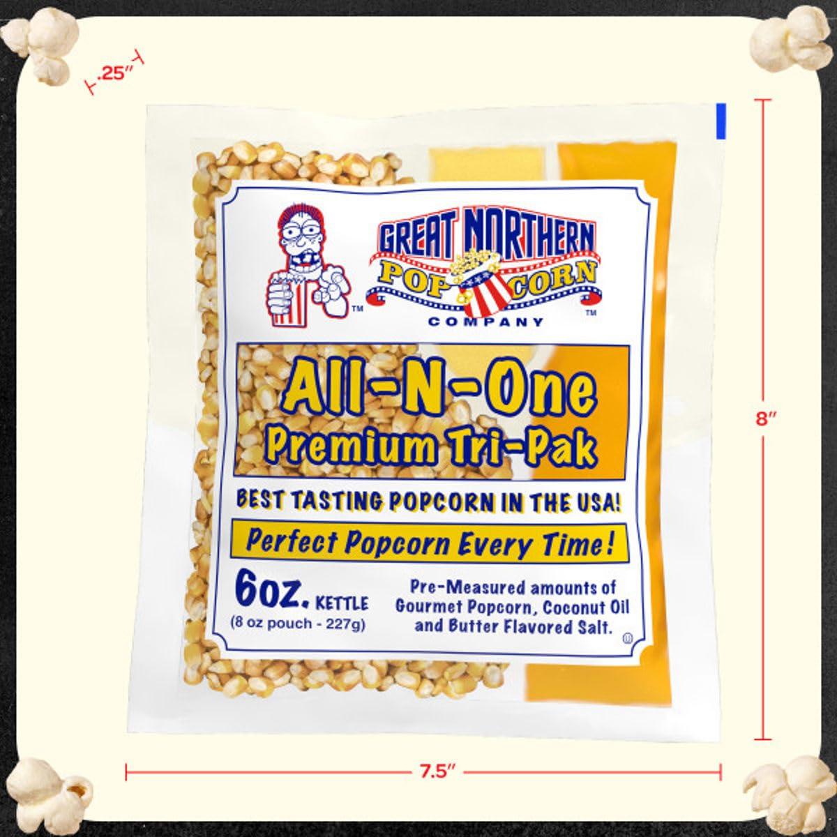 6 oz Popcorn Packs Pre-Measured, Movie Theater Style Packets for Popcorn Machines by Great Northern Popcorn (40 Case)