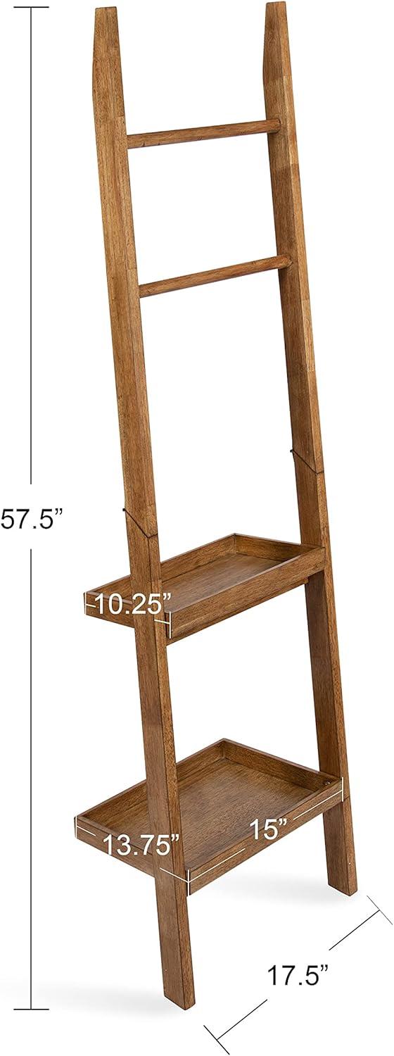 Kate & Laurel All Things Decor 18"x14"x58" Lowry Wood Ladder Shelf Rustic Brown  2-Tier Decorative Storage