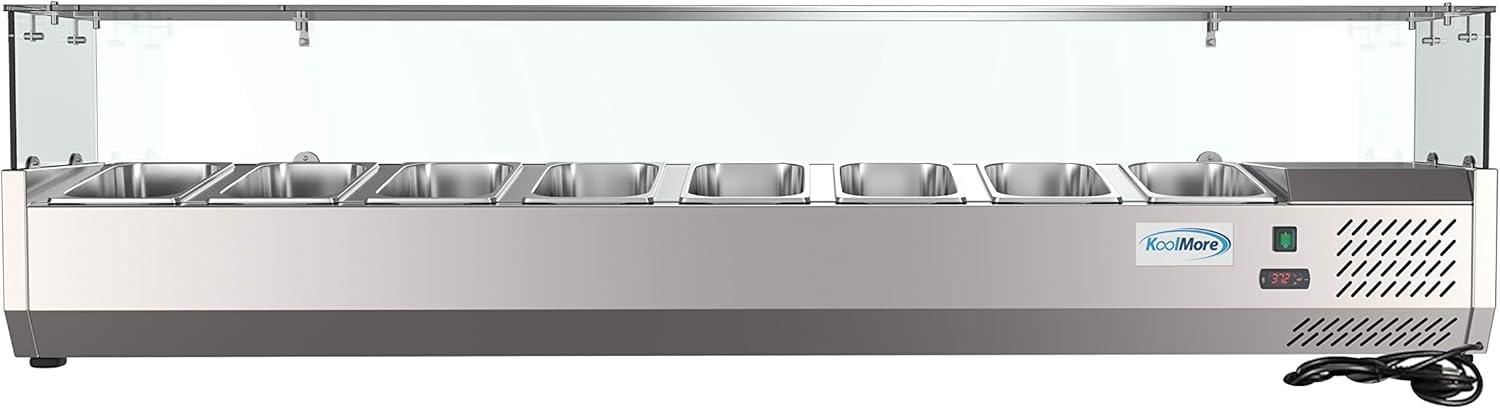 KoolMore 71 in. Eight Pan Refrigerated Countertop Condiment Prep Station