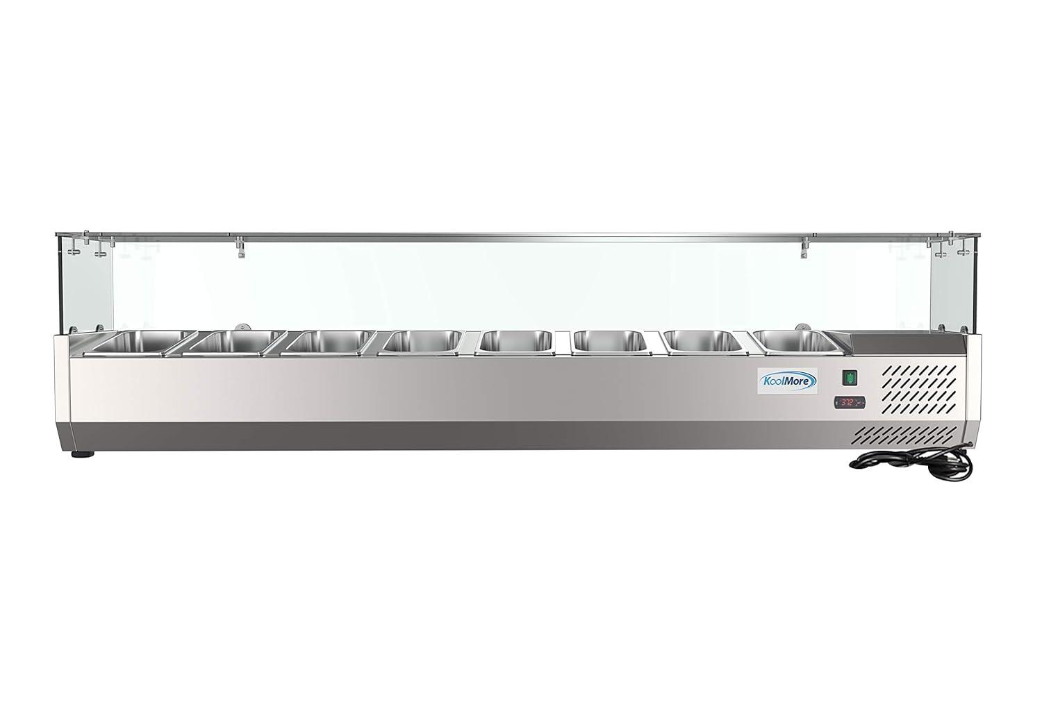 KoolMore 71 in. Eight Pan Refrigerated Countertop Condiment Prep Station