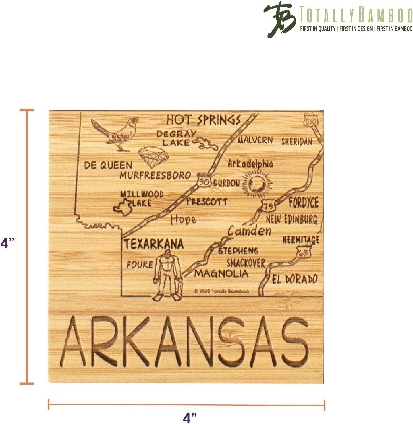 Arkansas State Puzzle Bamboo Coaster Set with Case