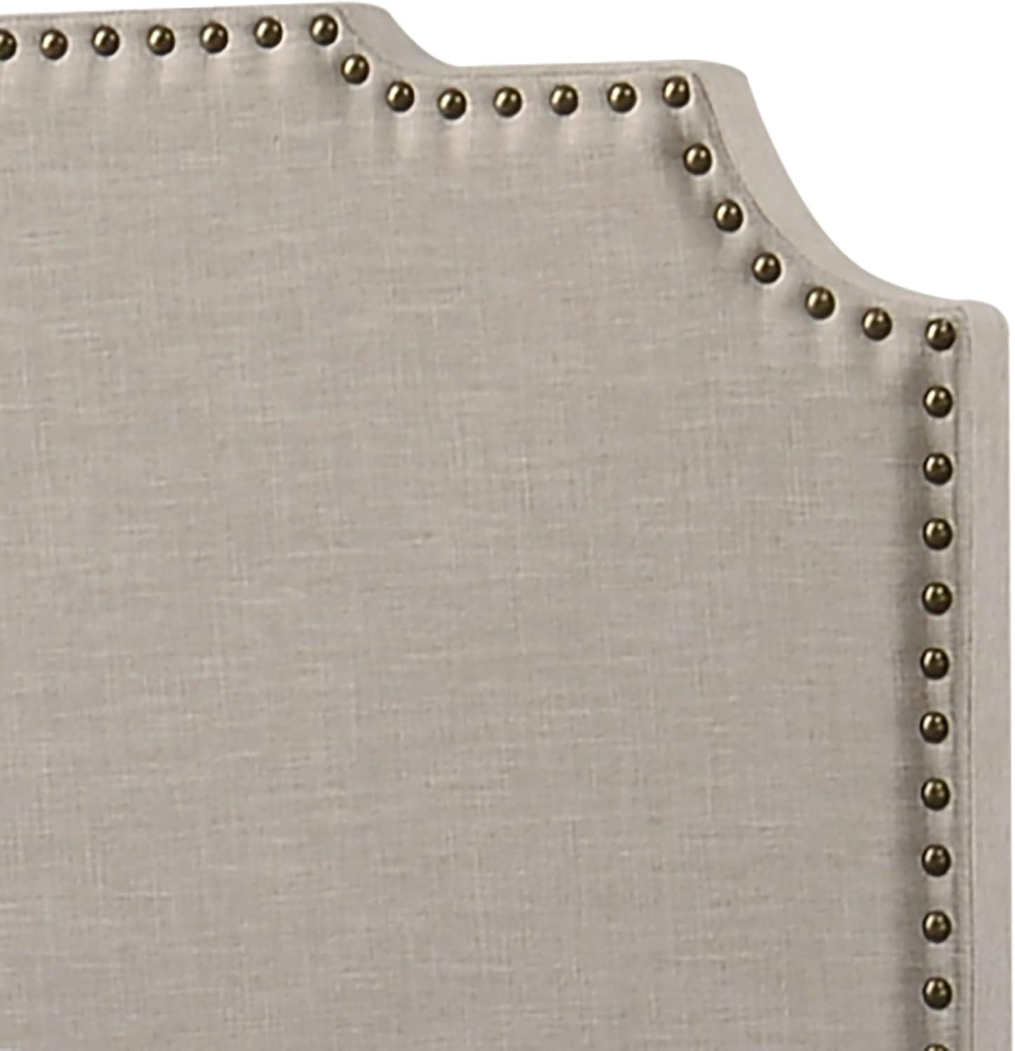 Tamarac Upholstered Nailhead Queen Bed Beige
