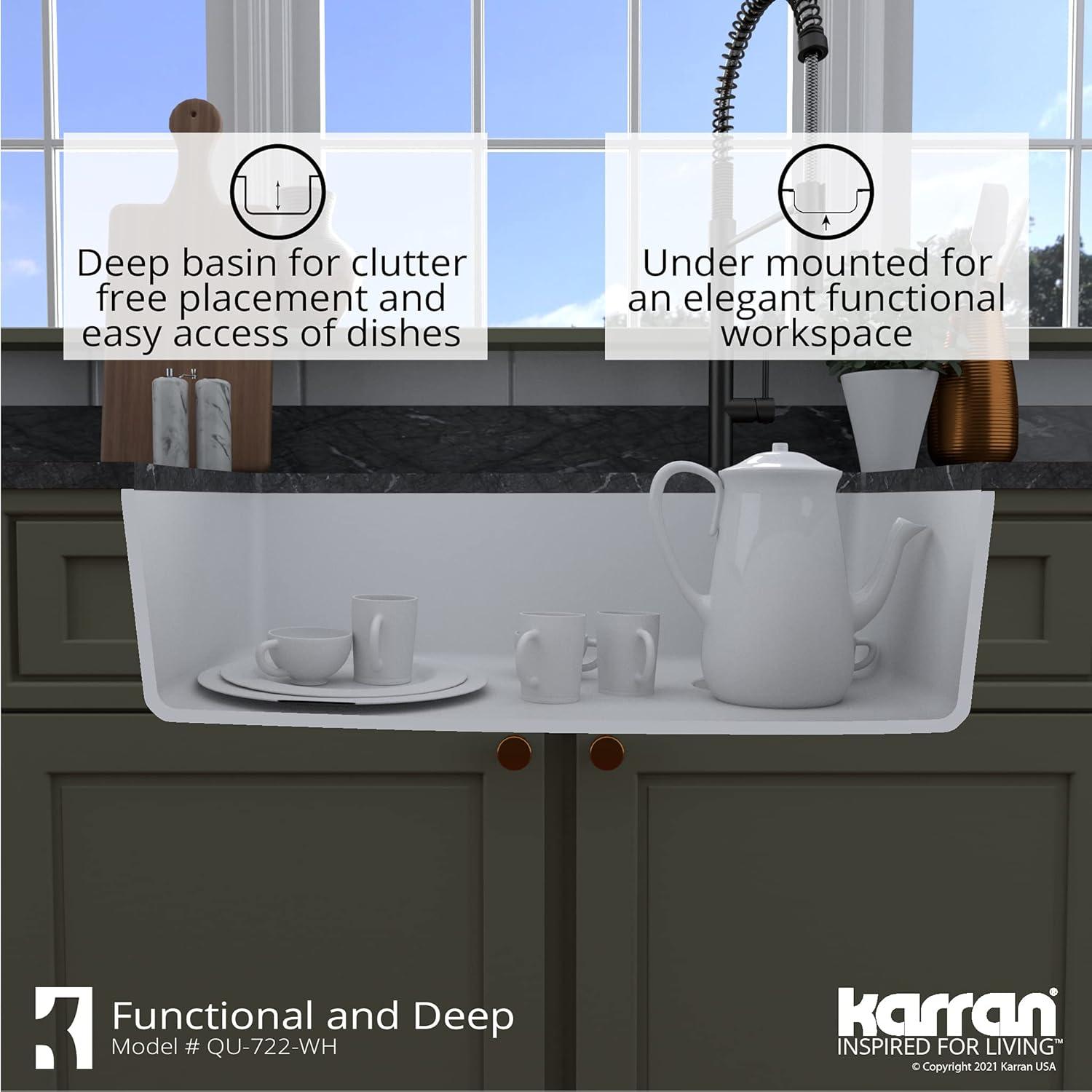 Karran Karran Undermount Quartz Composite 33-1/2'' X 21'' Single Bowl Kitchen Sink QU-722-WH