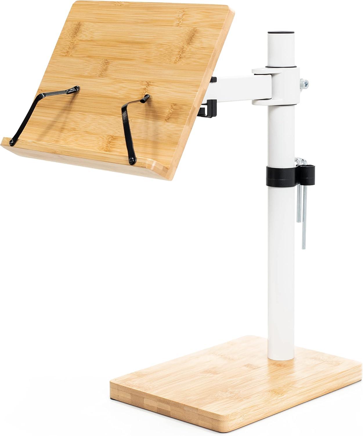 VIVO Light Wood / White Adjustable Bamboo Book Stand for Hands Free Reading