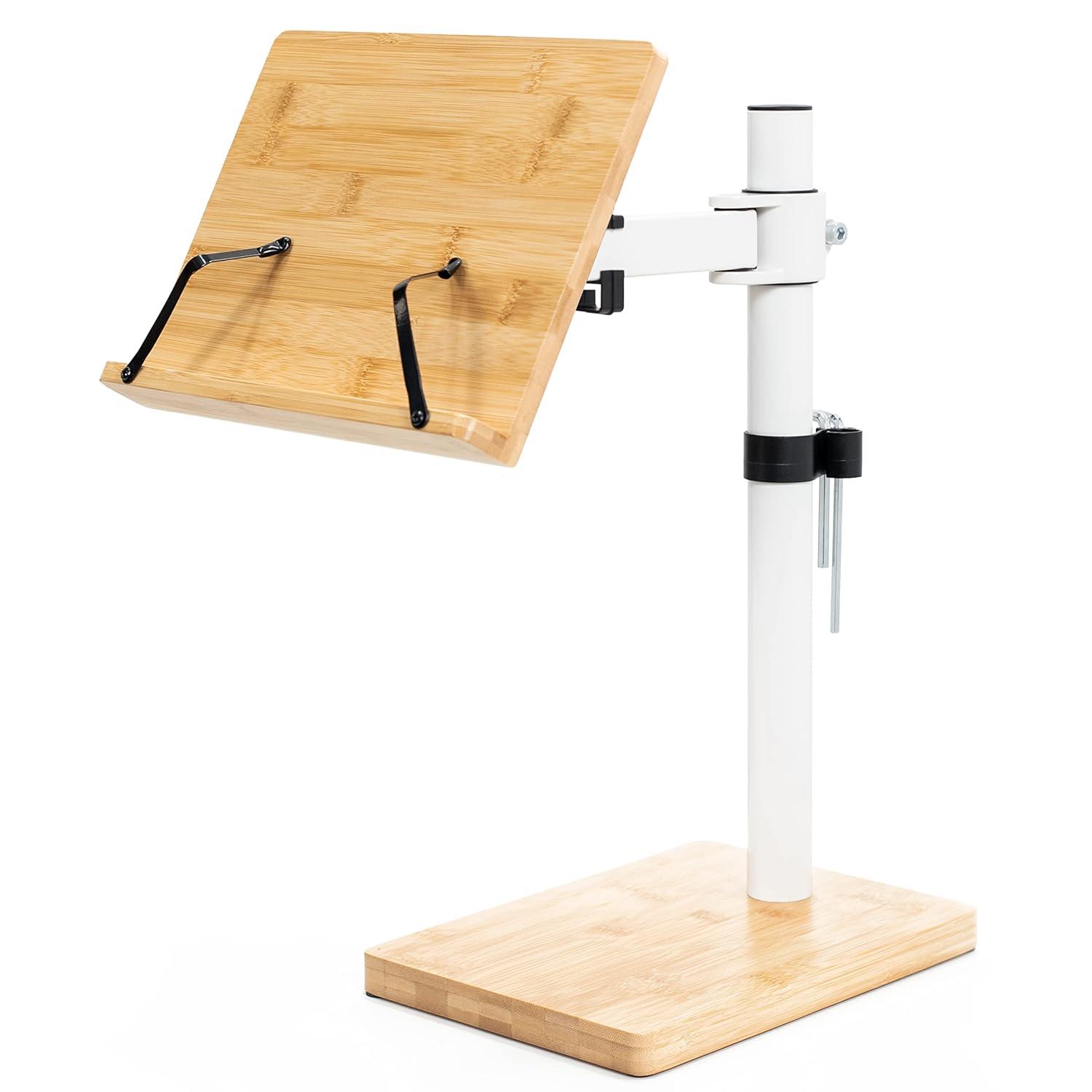 VIVO Light Wood / White Adjustable Bamboo Book Stand for Hands Free Reading
