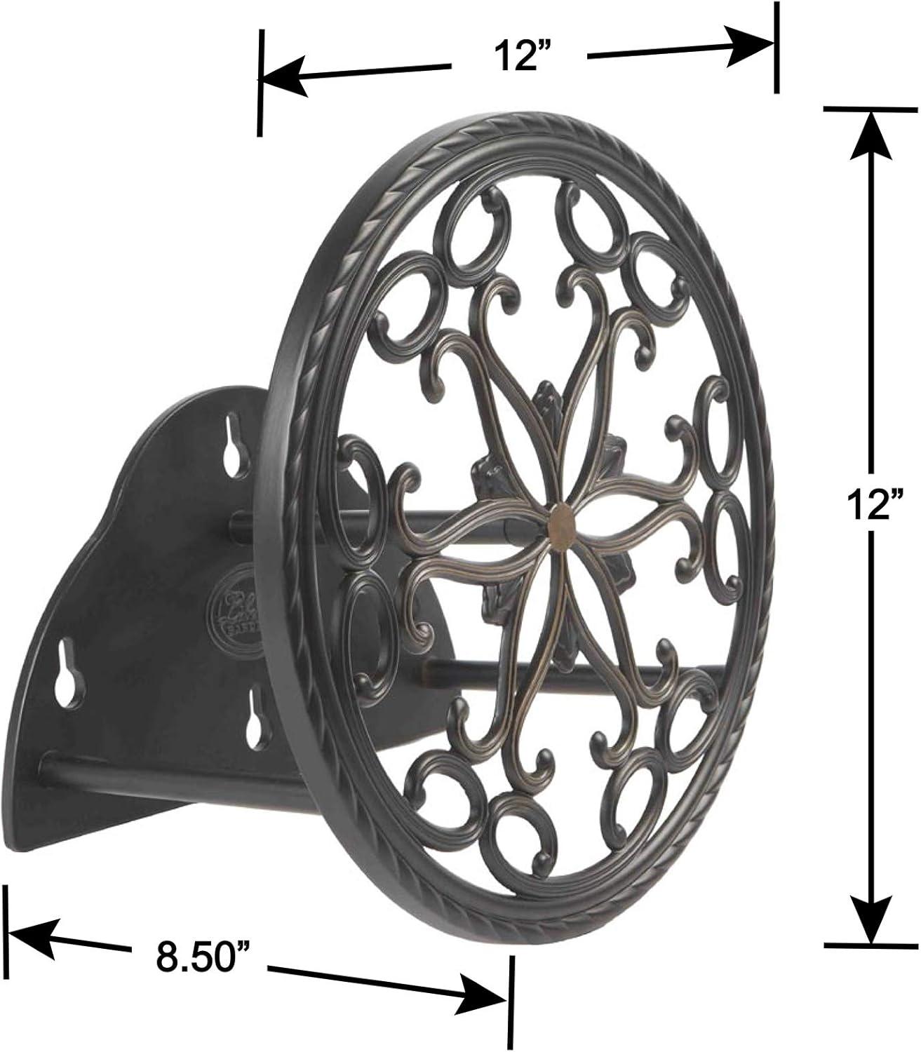 Black Cast Aluminum Decorative Wall Mount Hose Reel