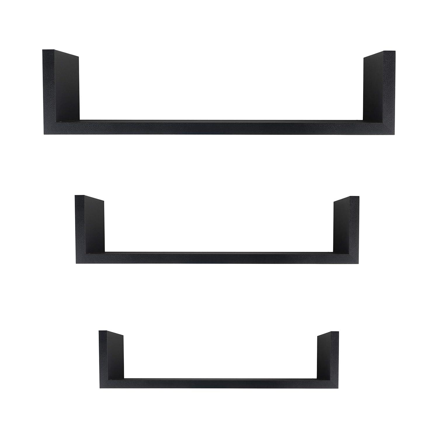 3pc Wall Shelving Set Black - Danya B.: Contemporary Floating Display & Storage