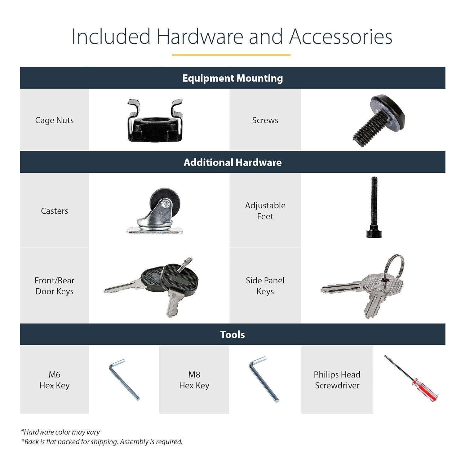 StarTech 4-Post 15U Server 19" Data Rack Cabinet, Lockable RK1536BKF