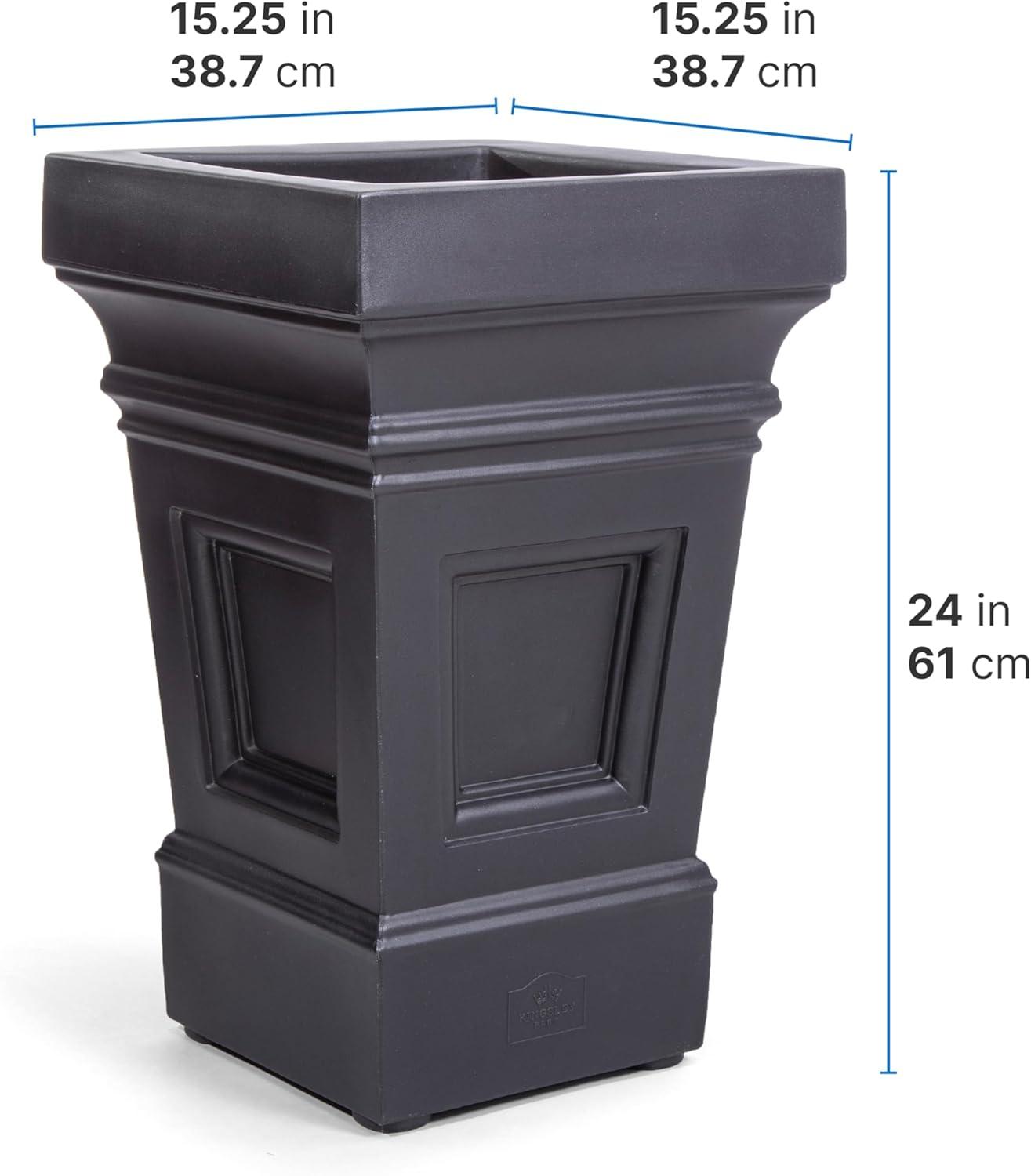 Atherton Onyx Black Self-Watering Square Planter Box, 2-Pack