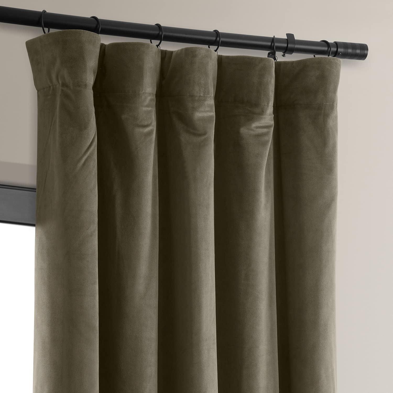 Signature Denver Taupe Blackout Velvet Curtain (1 Panel), Denver Taupe, 50W X 84L