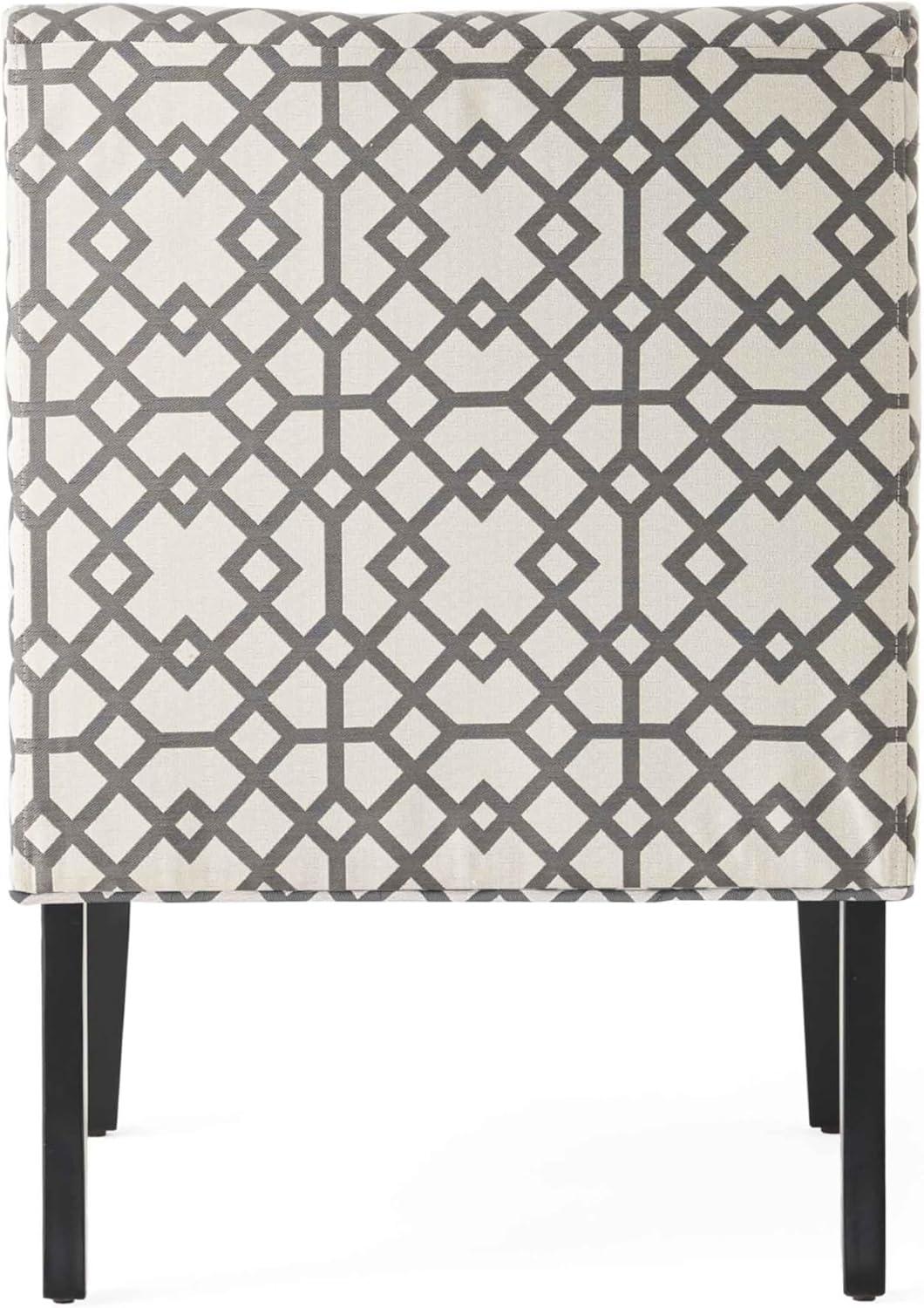 Kassi Accent Chair Gray Geometric Patterned - Christopher Knight Home: Polyester Upholstery, Rubberwood Frame