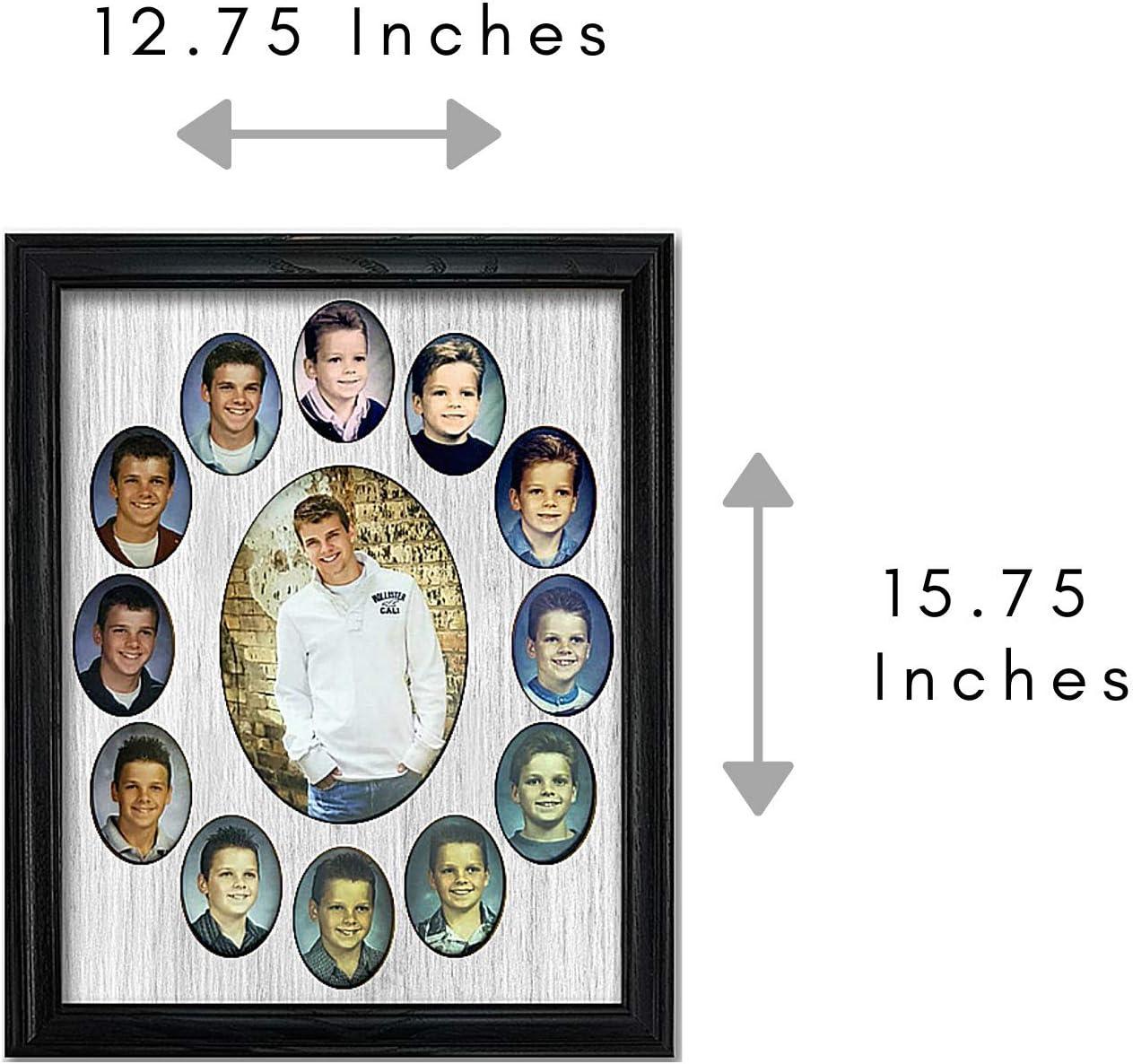 Black Wood Collage Picture Frame with White Mat for Graduation