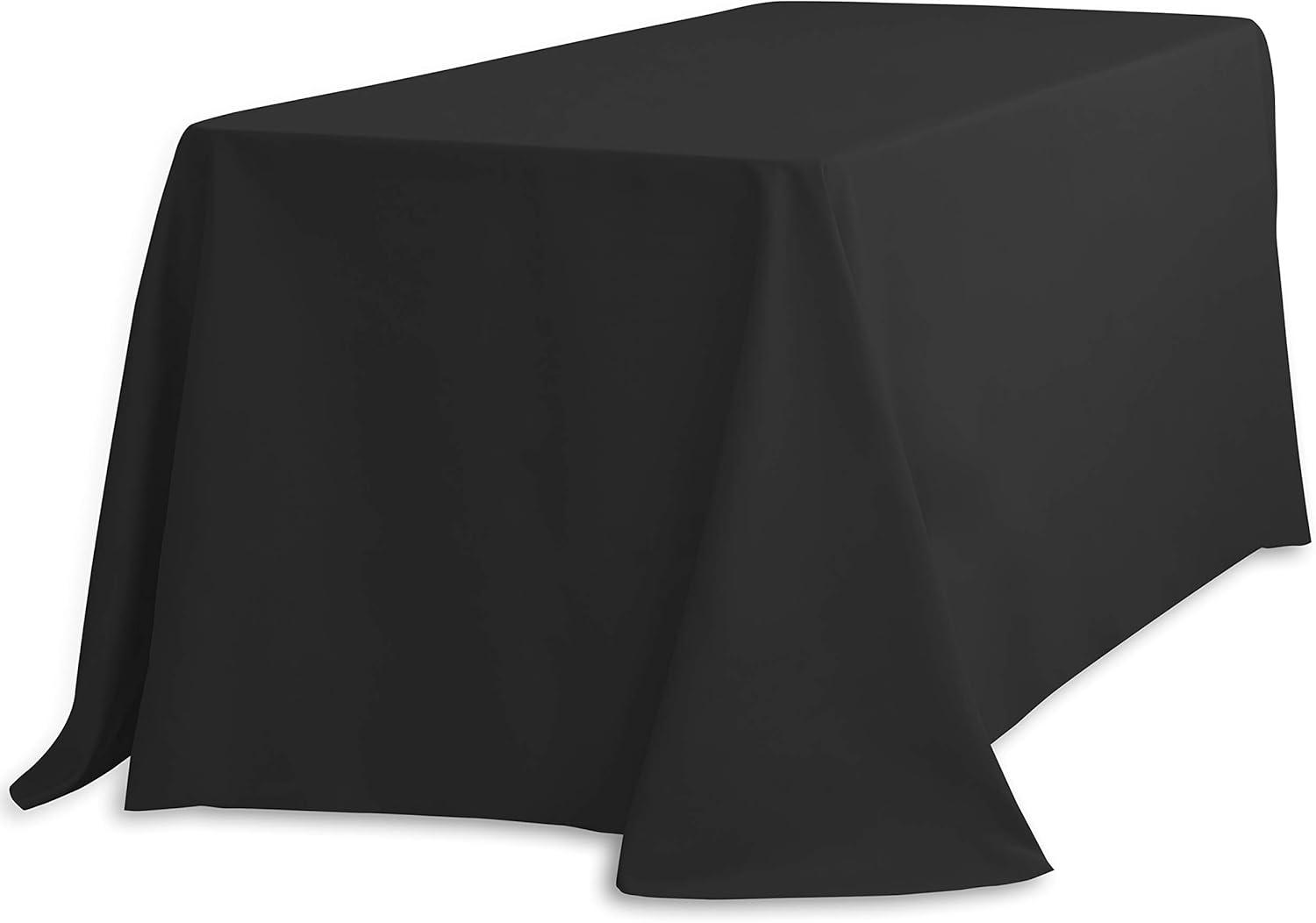 Black 90 x 156 Inch Rectangular Polyester Tablecloth