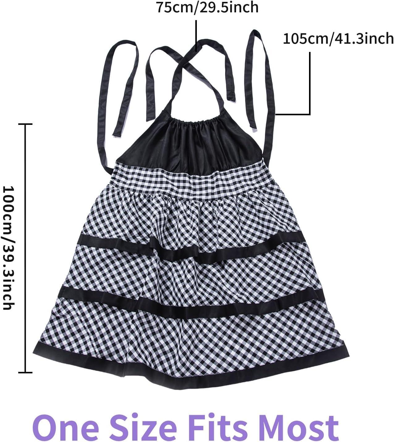 Lovely Flower Pattern Retro Aprons With Large Pockets for Women Girls Cooking Kitchen Bakery Mother's Gift