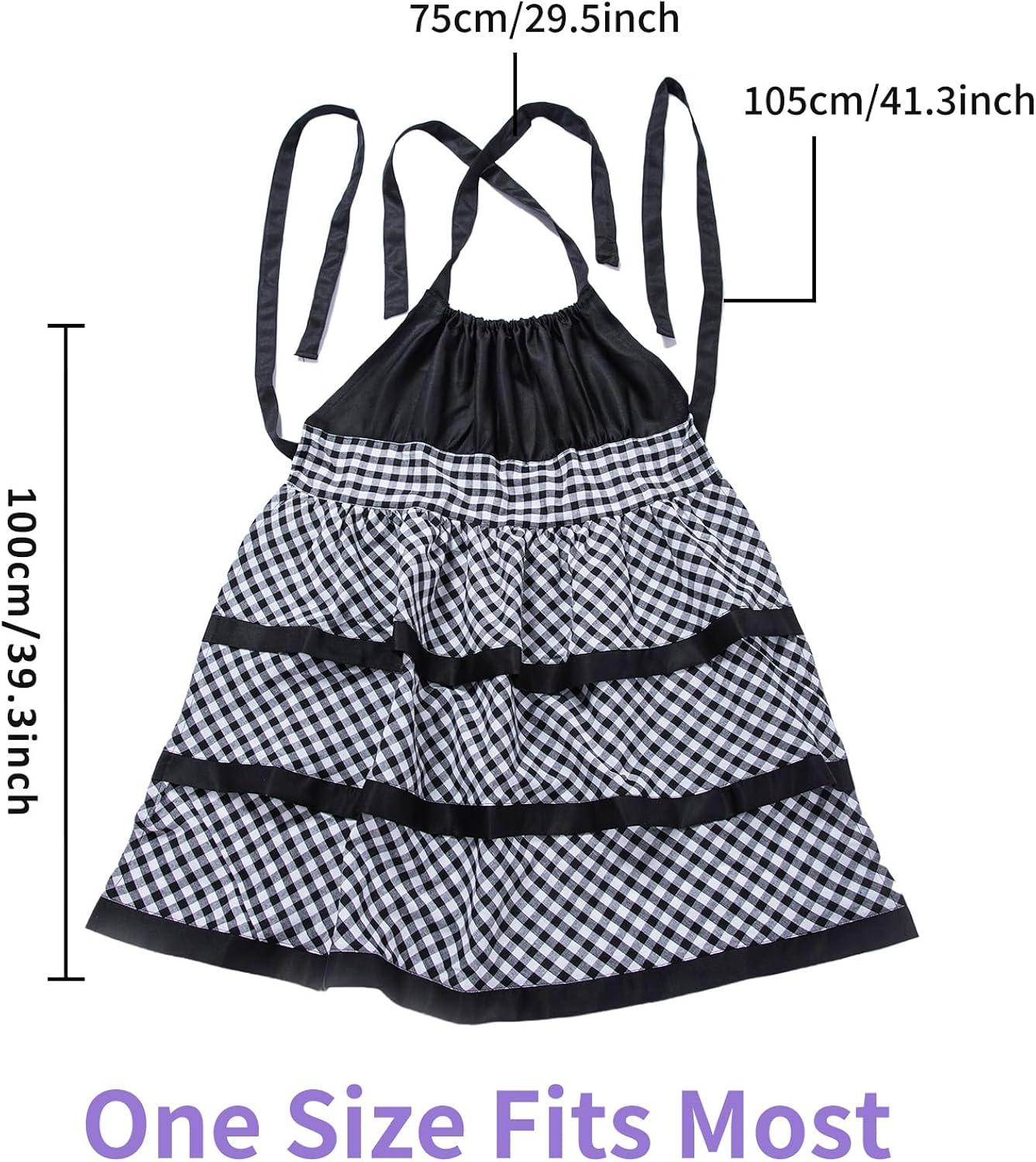 Lovely Flower Pattern Retro Aprons With Large Pockets for Women Girls Cooking Kitchen Bakery Mother's Gift