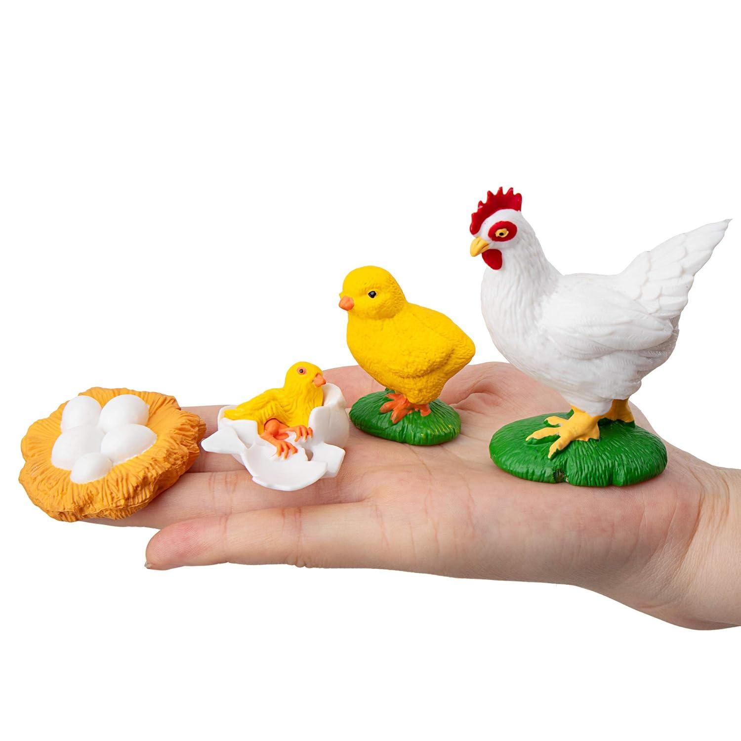 Toymany 16PCS Life Cycle of Goose White Swan Chicken Duck Farm Animals Figures, Plastic Safariology Growth Cycle Eggs Figurines Toy Kit School Project Cake Topper for Kids Toddlers