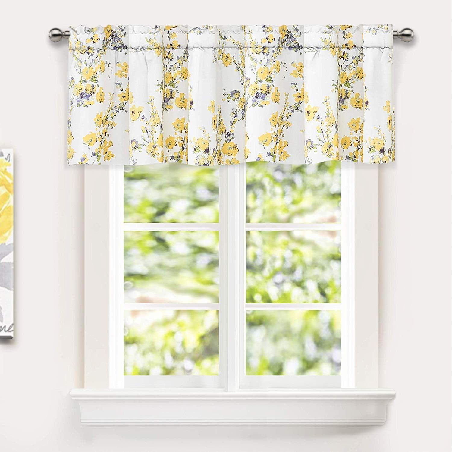 Adalinne Floral Tailored 52'' W Window Valance in