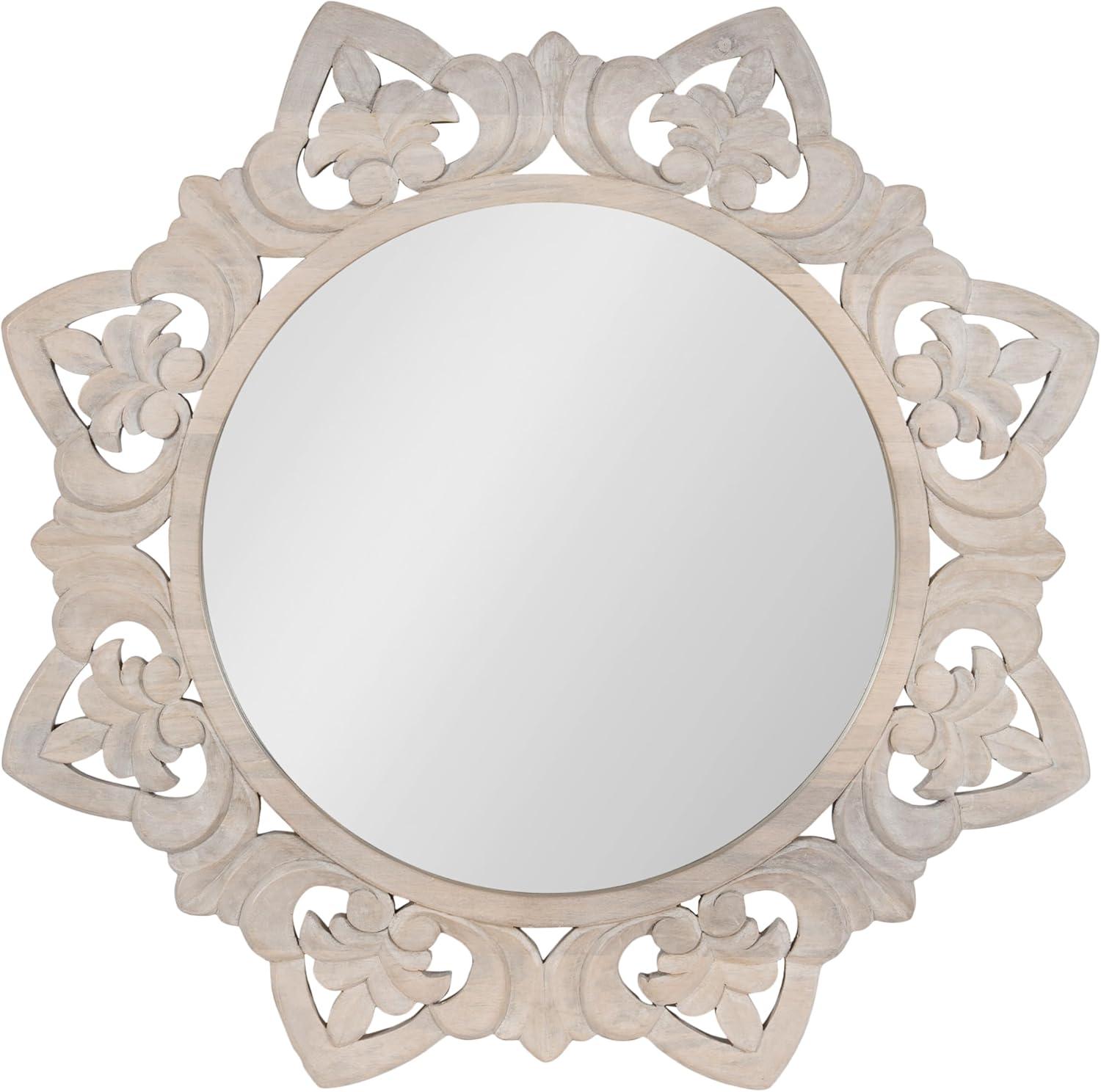 Kate & Laurel All Things Decor 28"x28" Meera Carved Wood Mirror Brown: Artisan Starburst, No Assembly