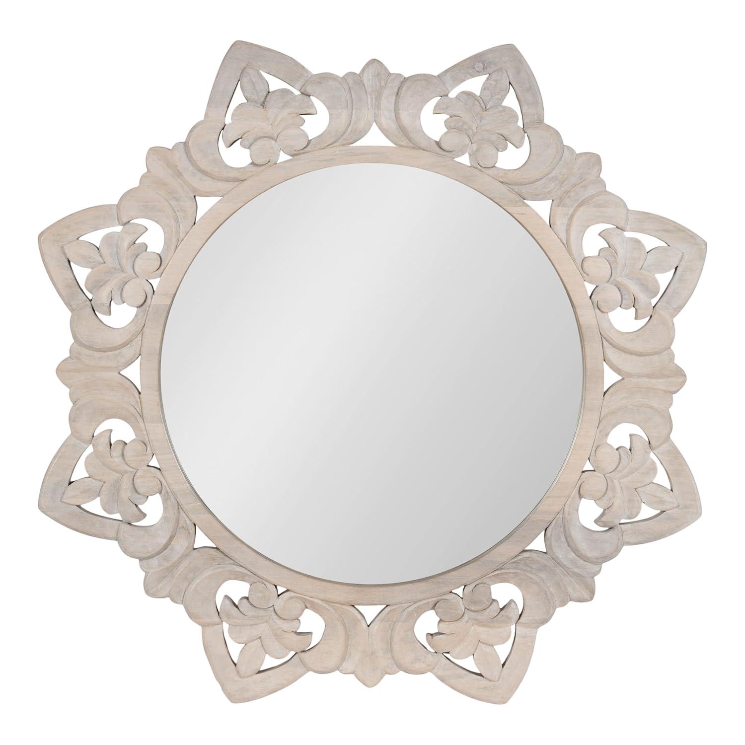Kate & Laurel All Things Decor 28"x28" Meera Carved Wood Mirror Brown: Artisan Starburst, No Assembly