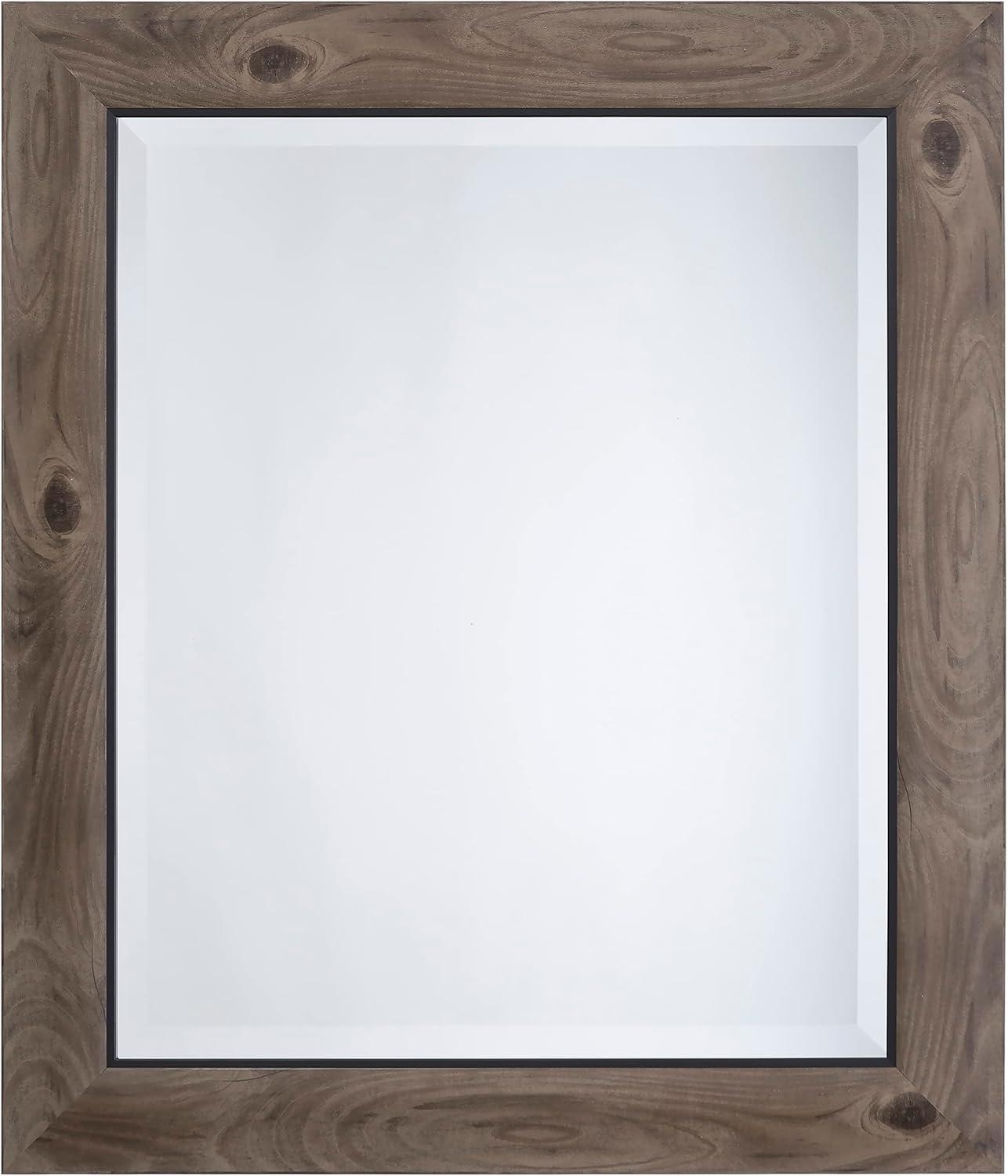 Small Gray and Black Rectangular Wood Framed Mirror