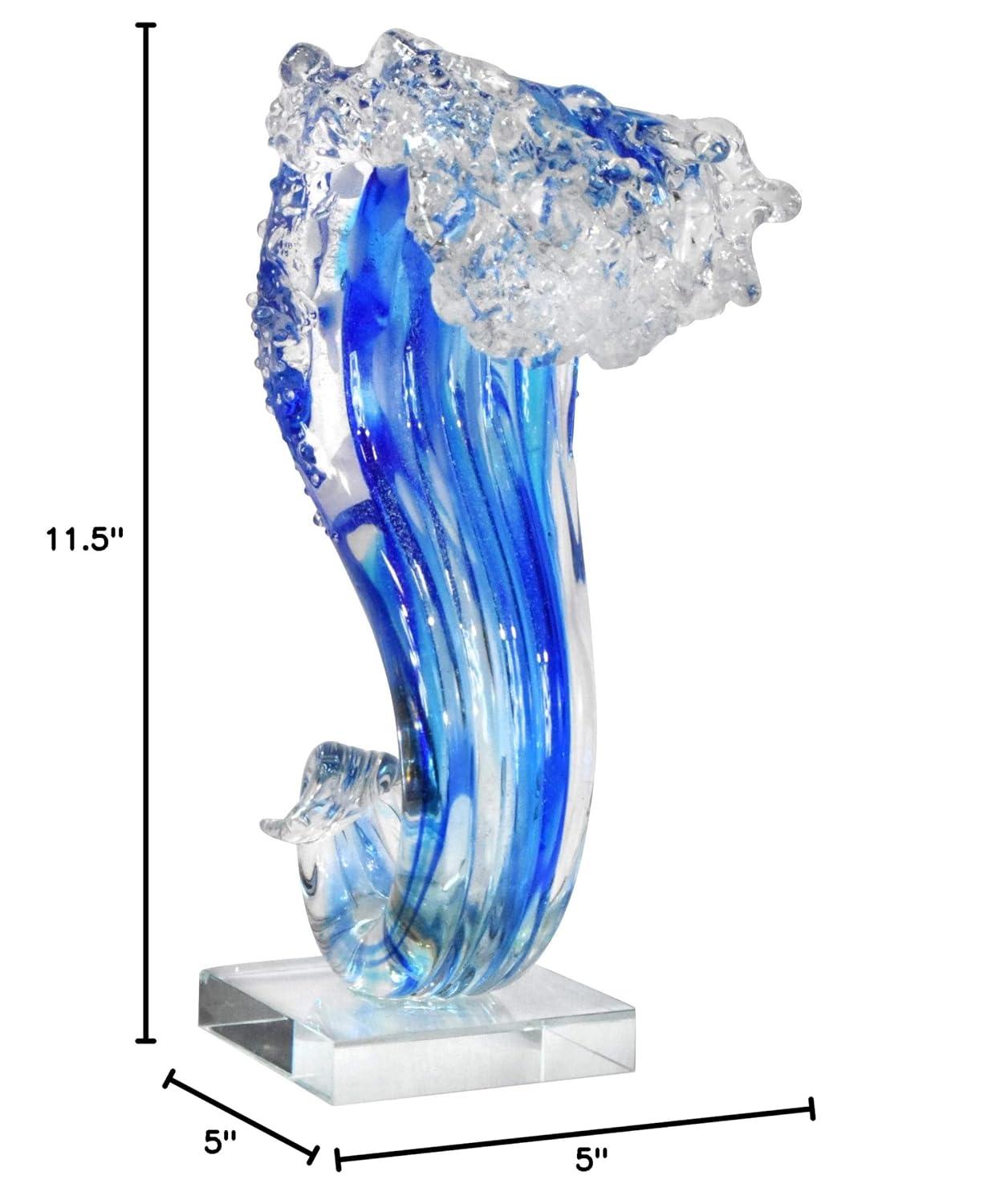 Pacific Wave Glass Sculpture/Figurine in Blue Finish