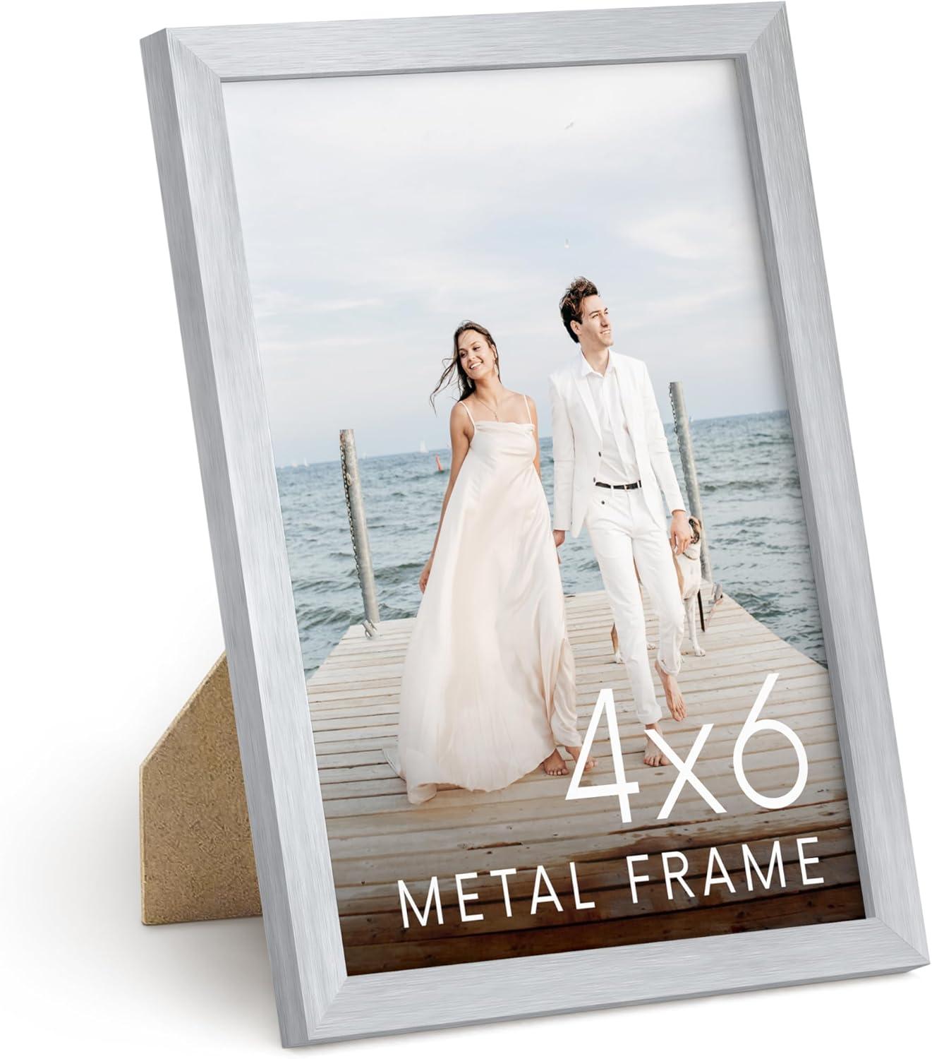 Haus and Hues Metal Picture Frame with Plexiglass Cover, Silver, 4x6