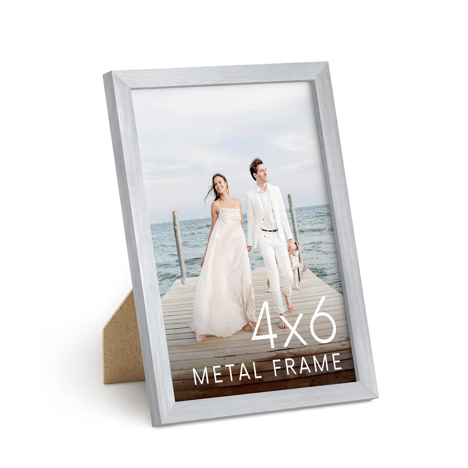 Haus and Hues Metal Picture Frame with Plexiglass Cover, Silver, 4x6