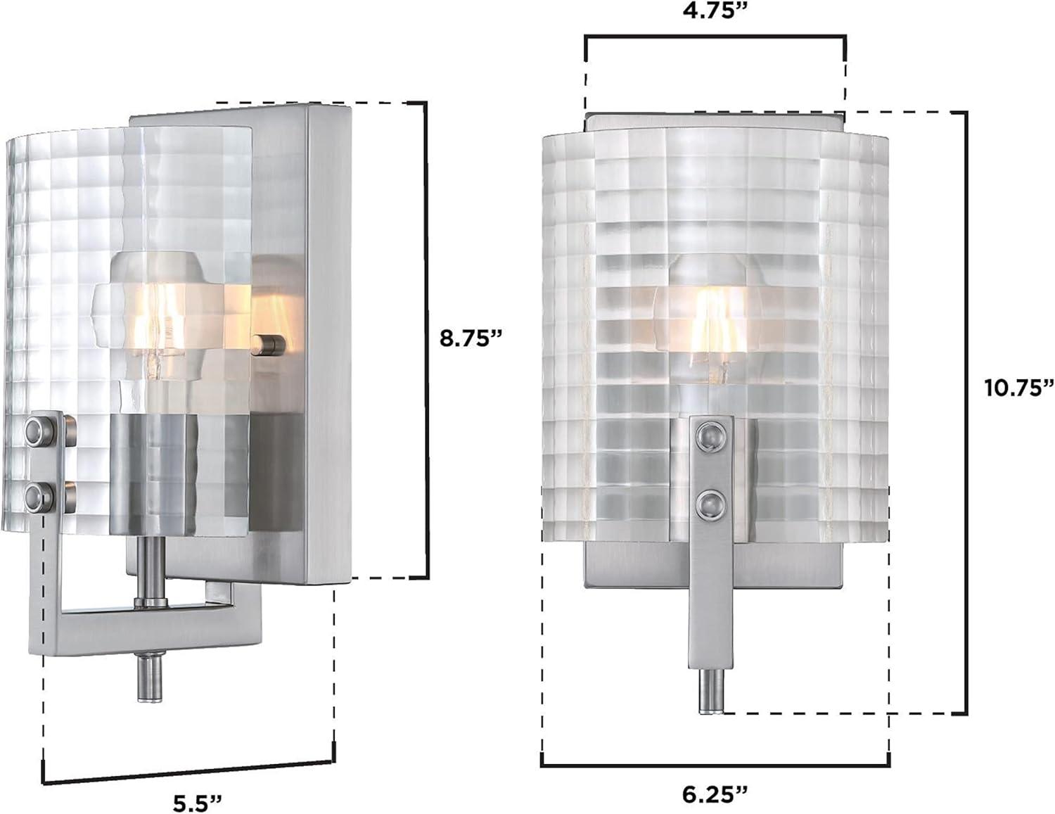 Westinghouse Lighting  Enzo James Indoor Wall Fixture 1-Light - Brushed Nickel with Waffle Glass