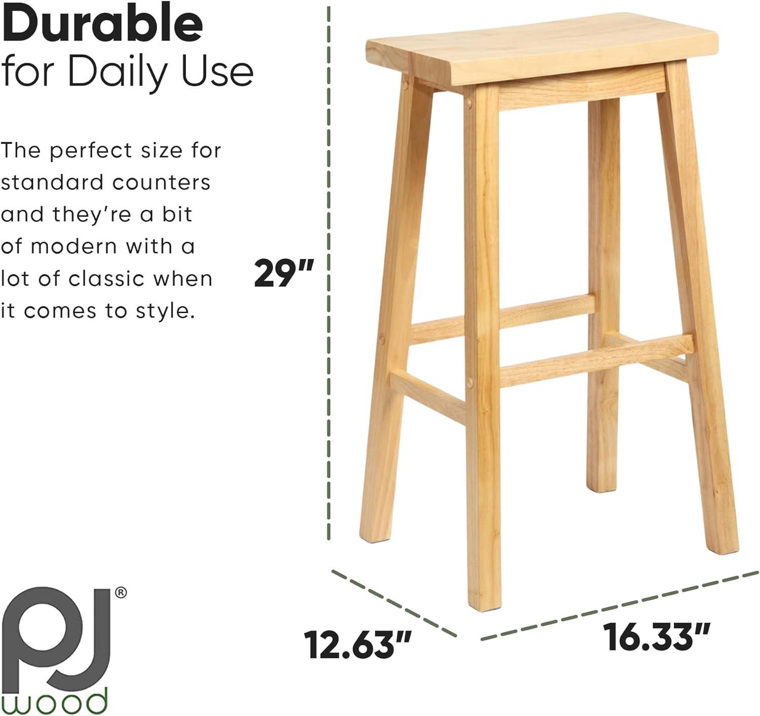 Natural Wood Saddle-Seat 30" Backless Counter Stool