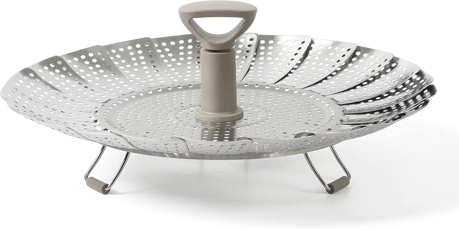 Martha Stewart Martha Stewart Stainless Steel Folding Steamer Insert With Handle In Taupe