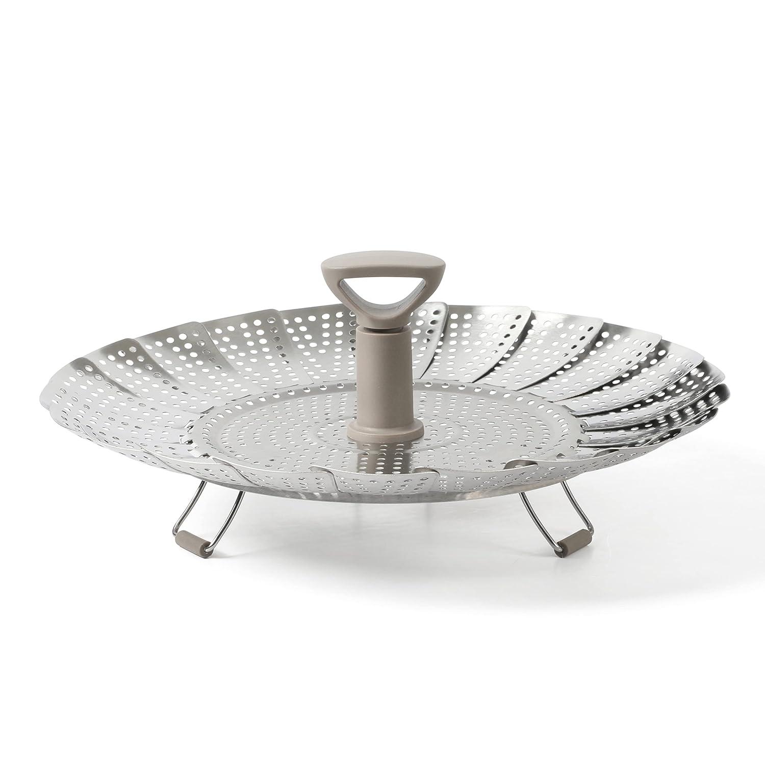 Martha Stewart Martha Stewart Stainless Steel Folding Steamer Insert With Handle In Taupe