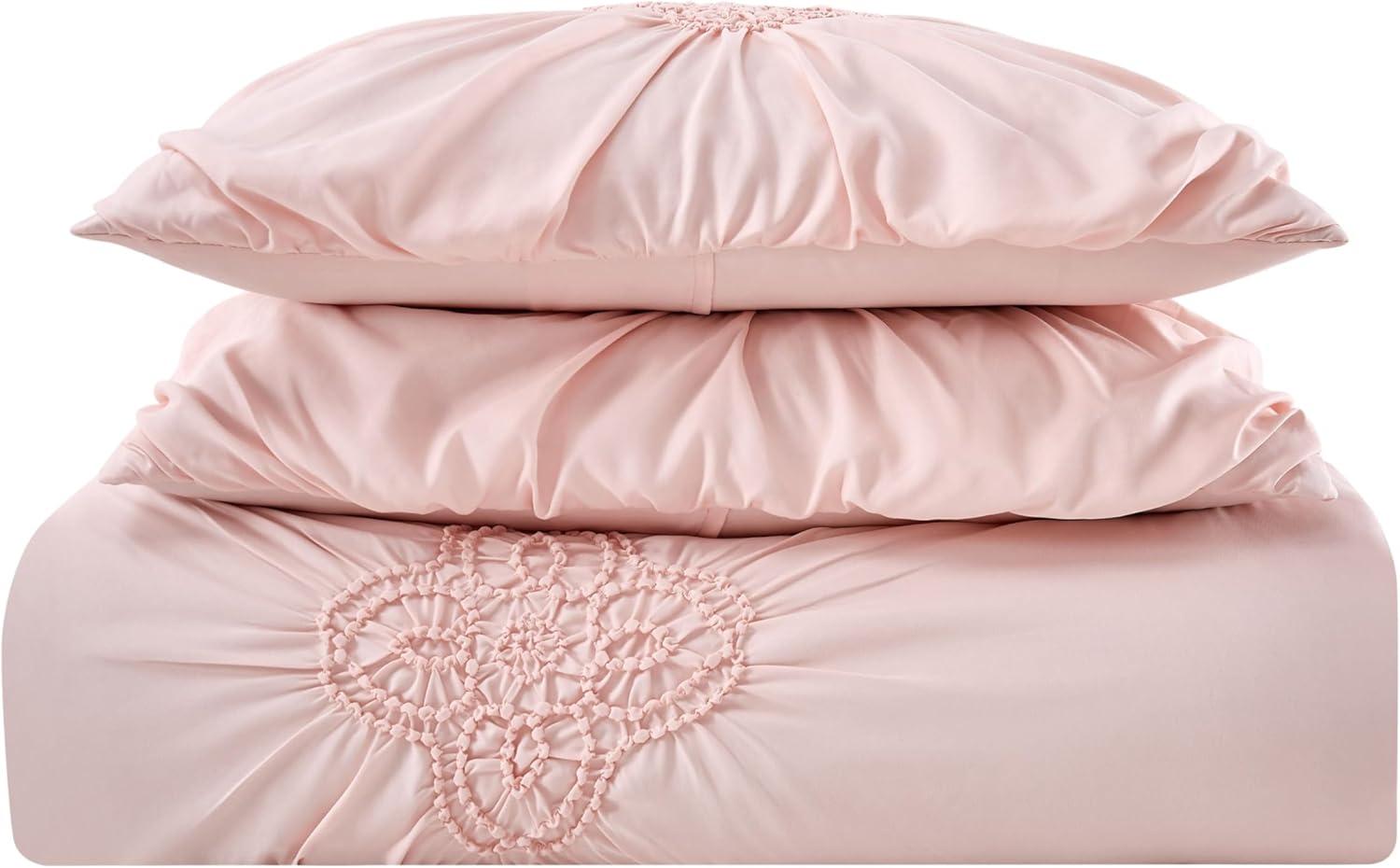 Christian Siriano NY Greorgia Rouched Duvet Set, Full/Queen, Blush Pink 3 Piece