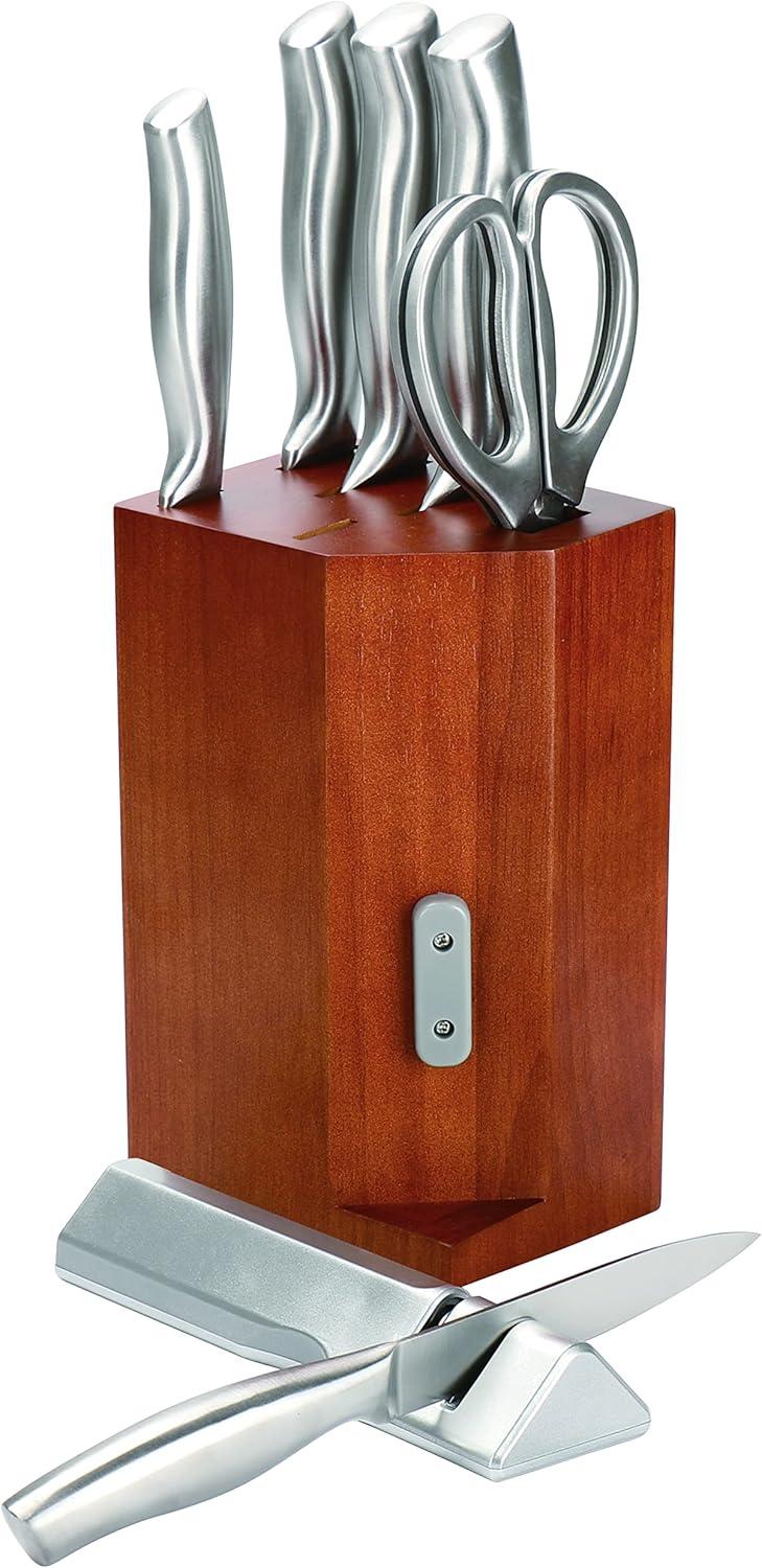 New England Cutlery New England Cutlery 7 Piece Stainless Steel Knife Block Set