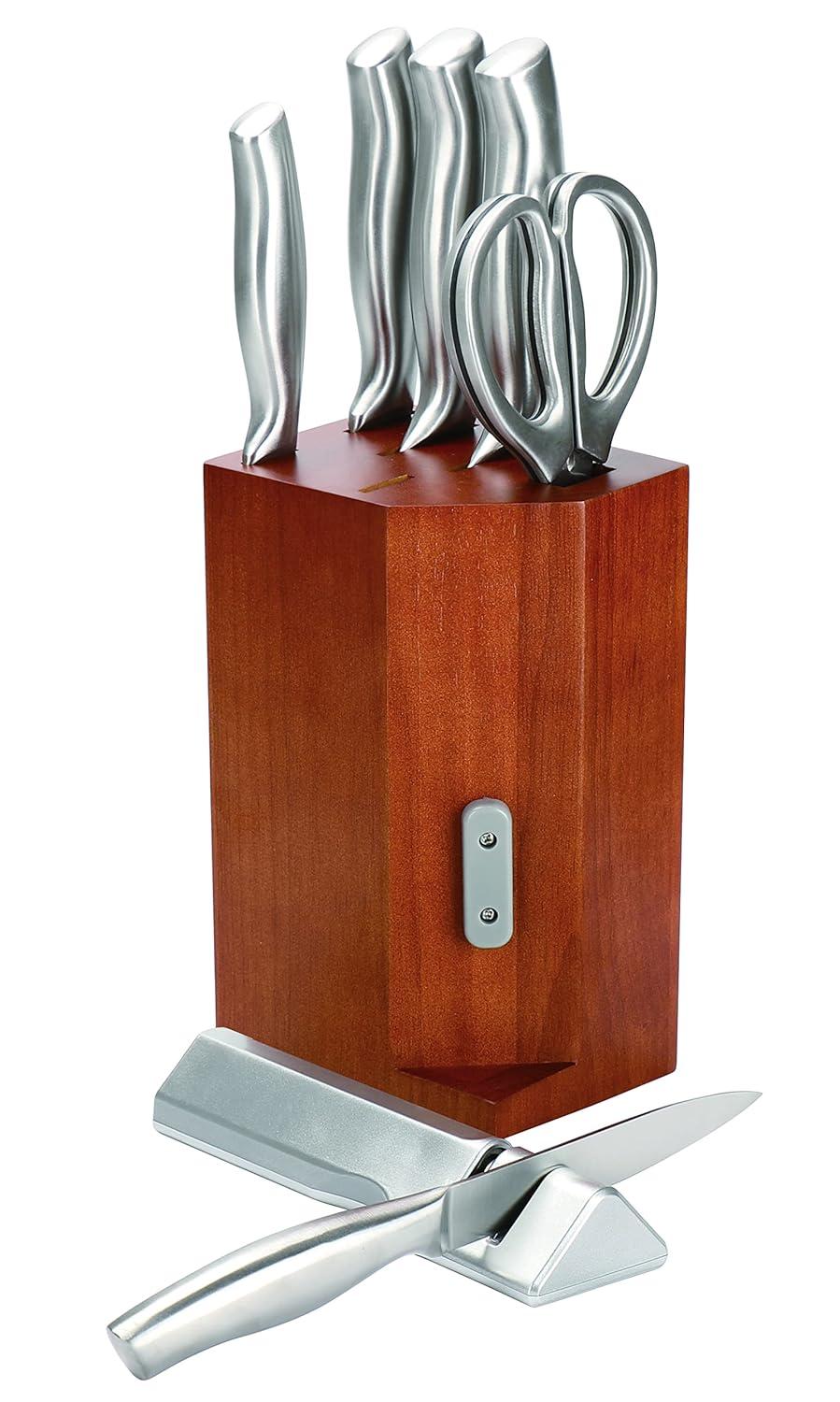 New England Cutlery New England Cutlery 7 Piece Stainless Steel Knife Block Set