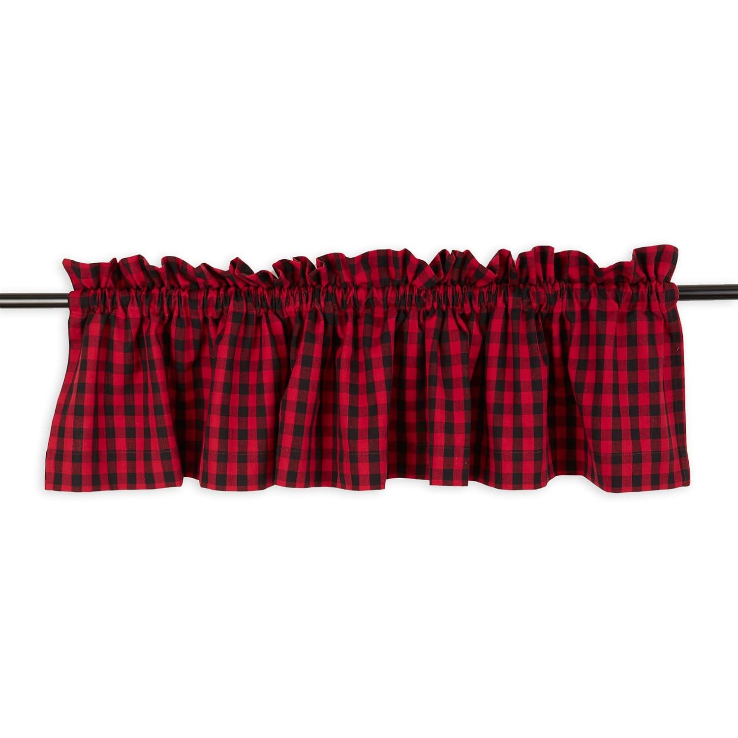 Red Logger Check Window Valance 72x14