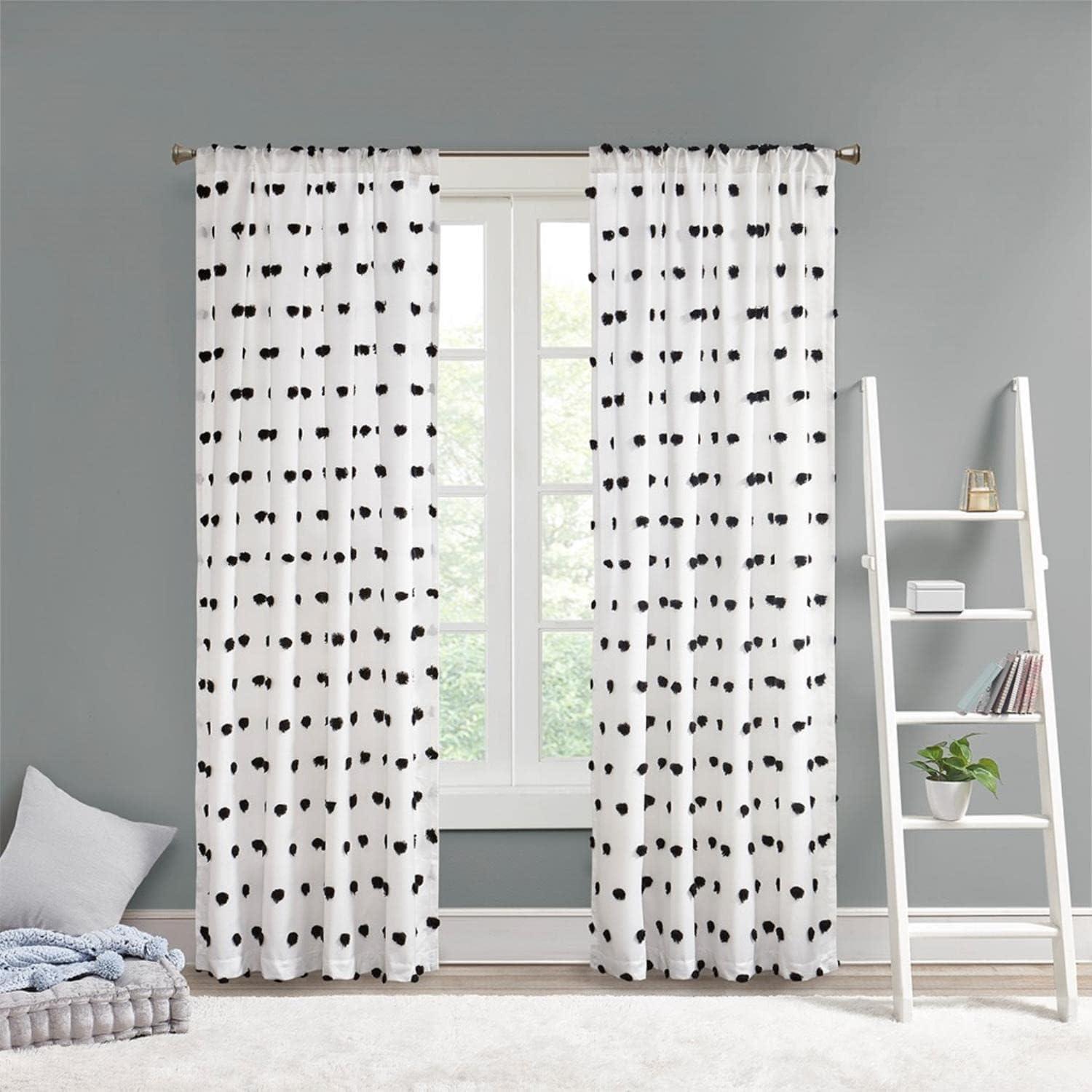 Castro Semi - Sheer Pom Pom Embellished Curtain Panel